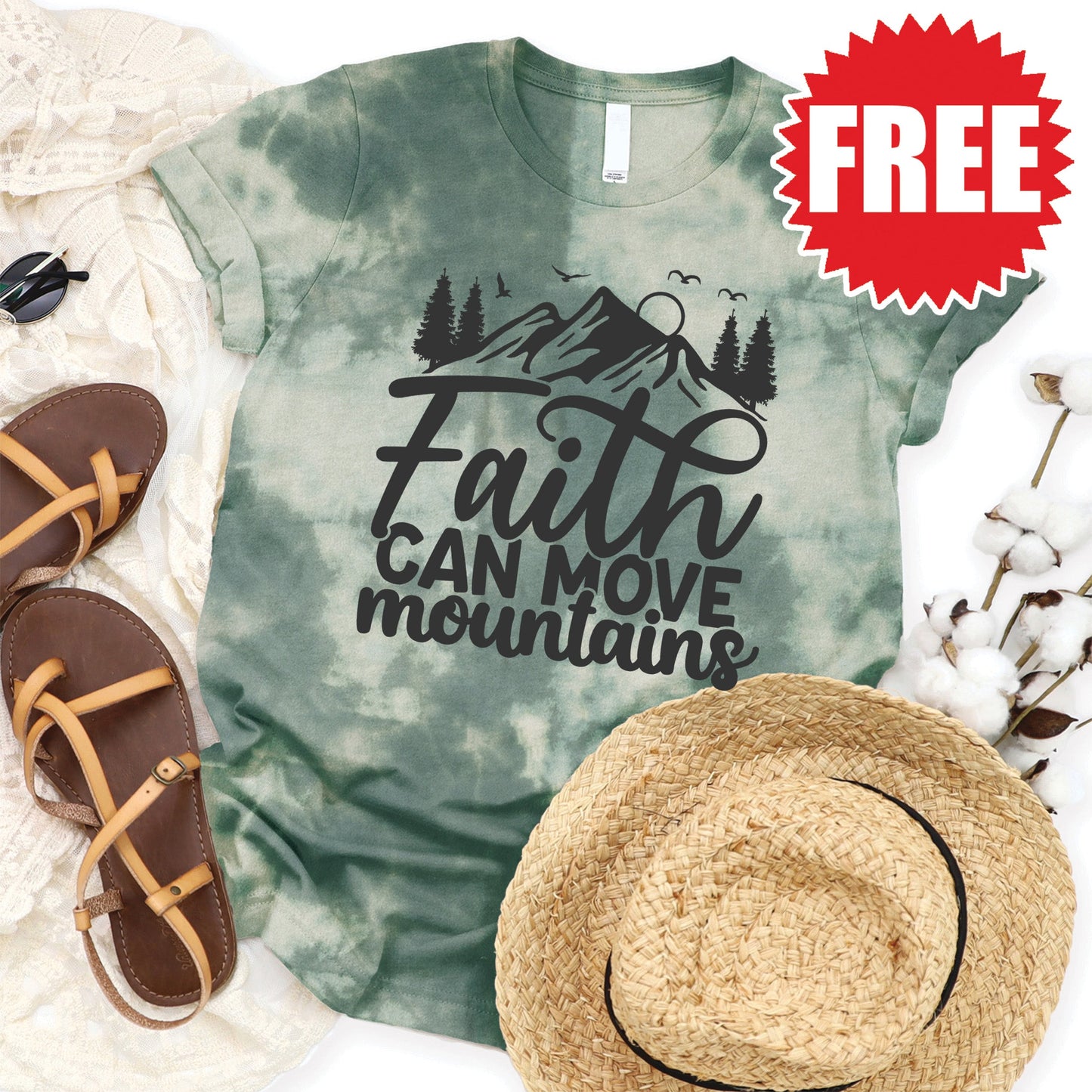 Faith Can Move Mountain Tee - Sapphirine Tie Dye - 0