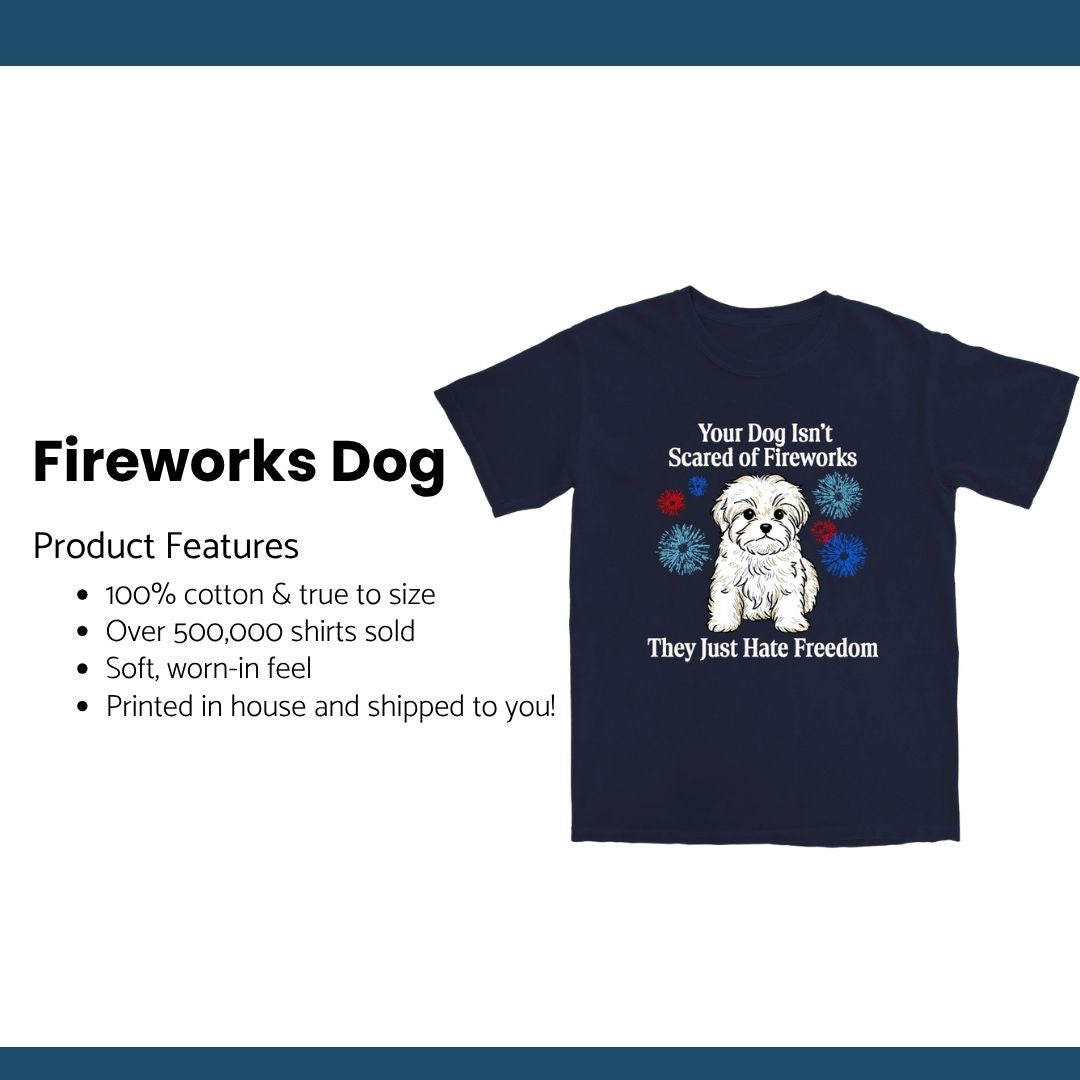 Fireworks Dog T Shirt