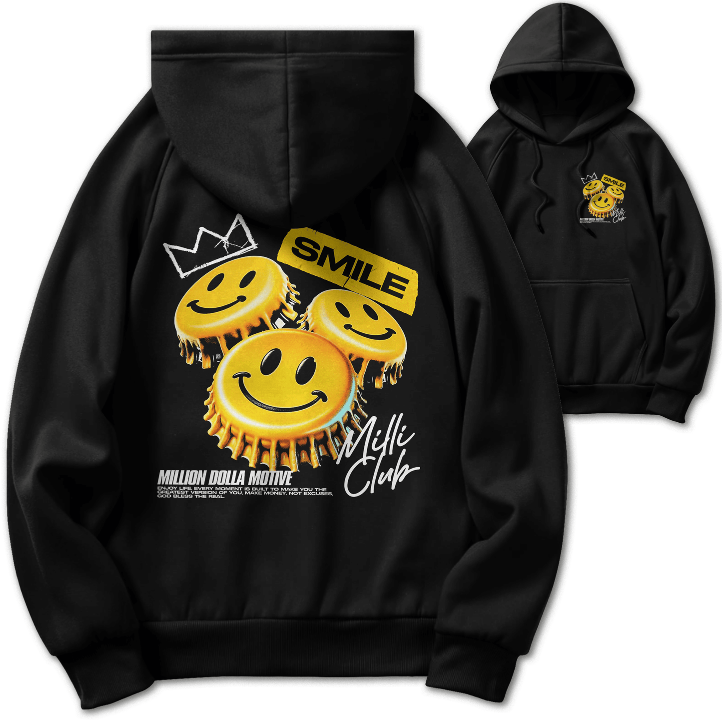 Smile Milli Club - Black Hoodie Sweatshirt