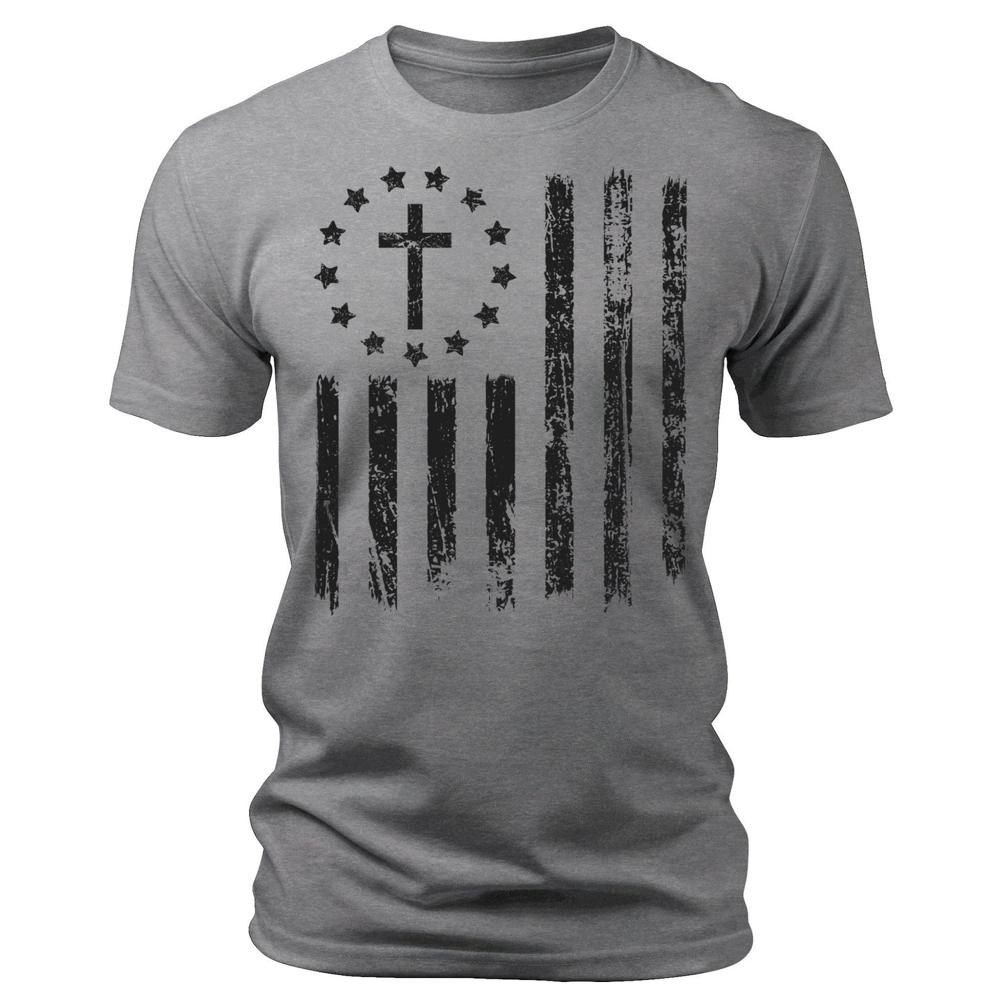 Men's Cross Flag T-Shirts Patriotic Short Sleeve Crewneck Graphic Tees