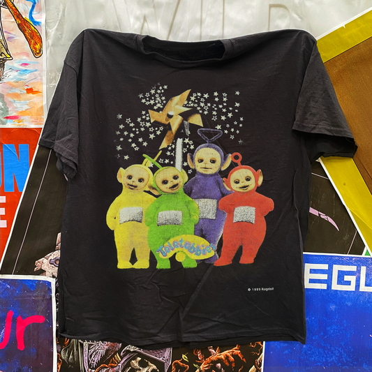 1999 TUBBIES 'STAR GAZING' BLACK T-SHIRT