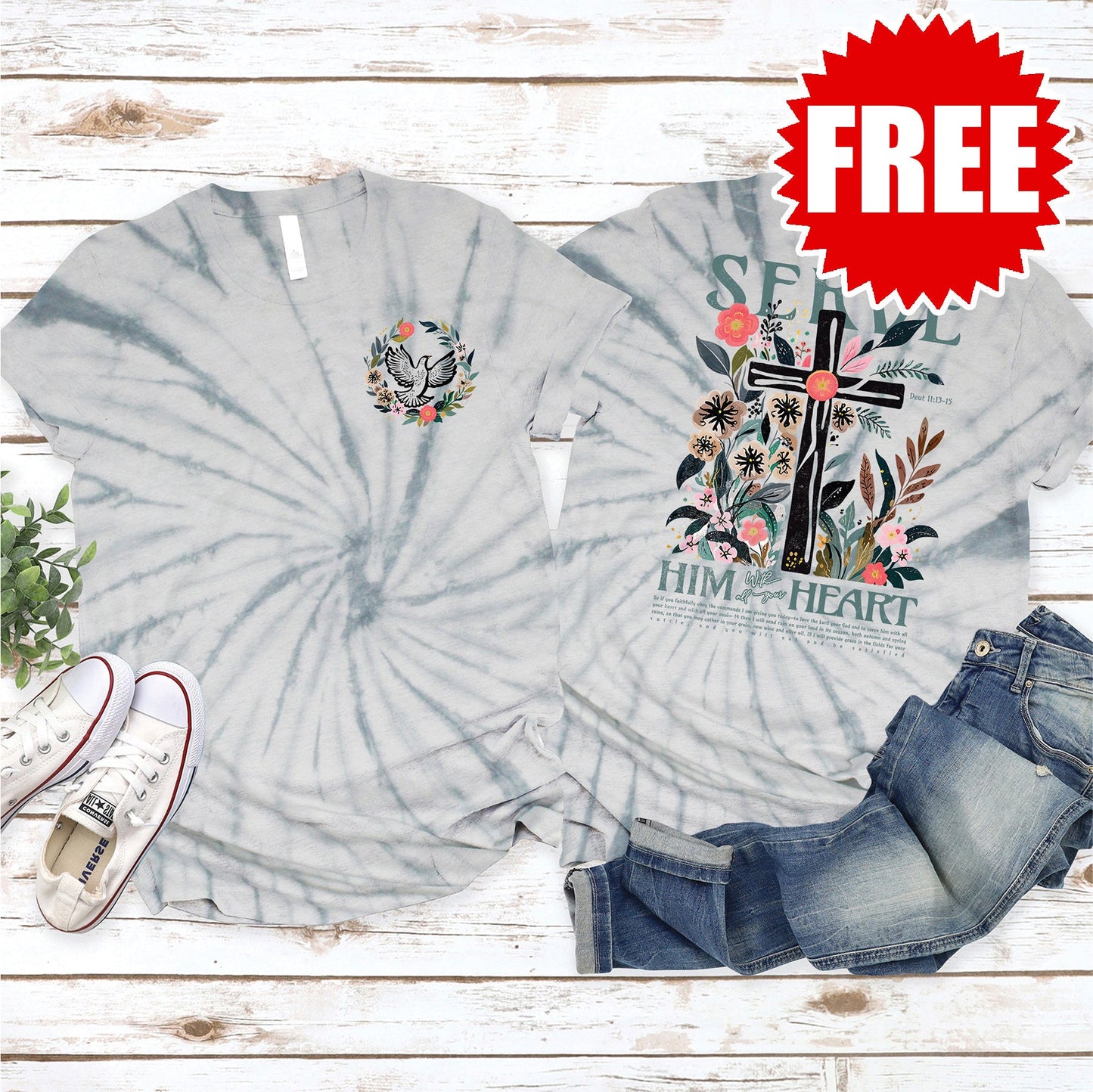 Serve Him Tee - Tie Dye Soft Grey - 0