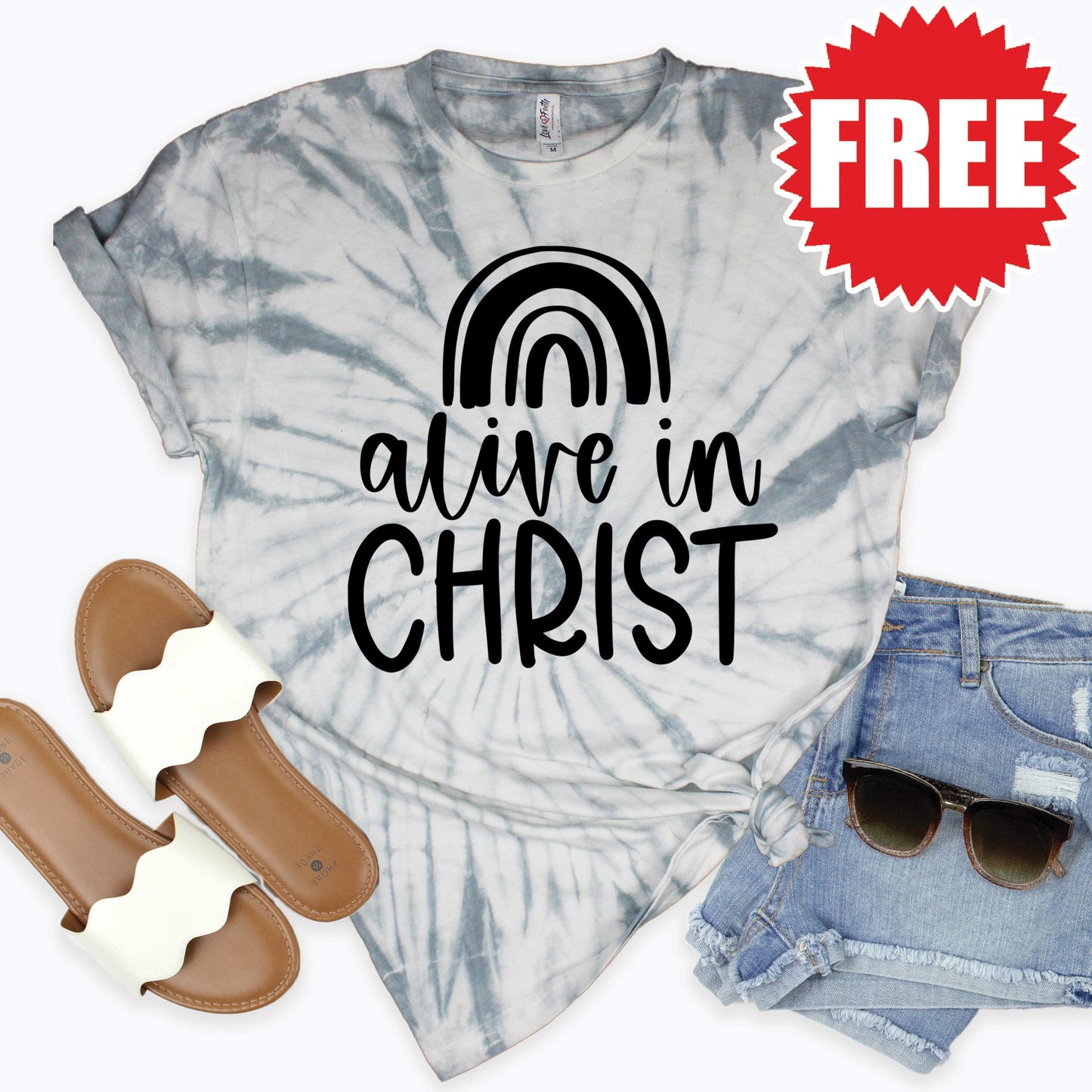 Alive In Christ Tee - Tie Dye Soft Grey - 0