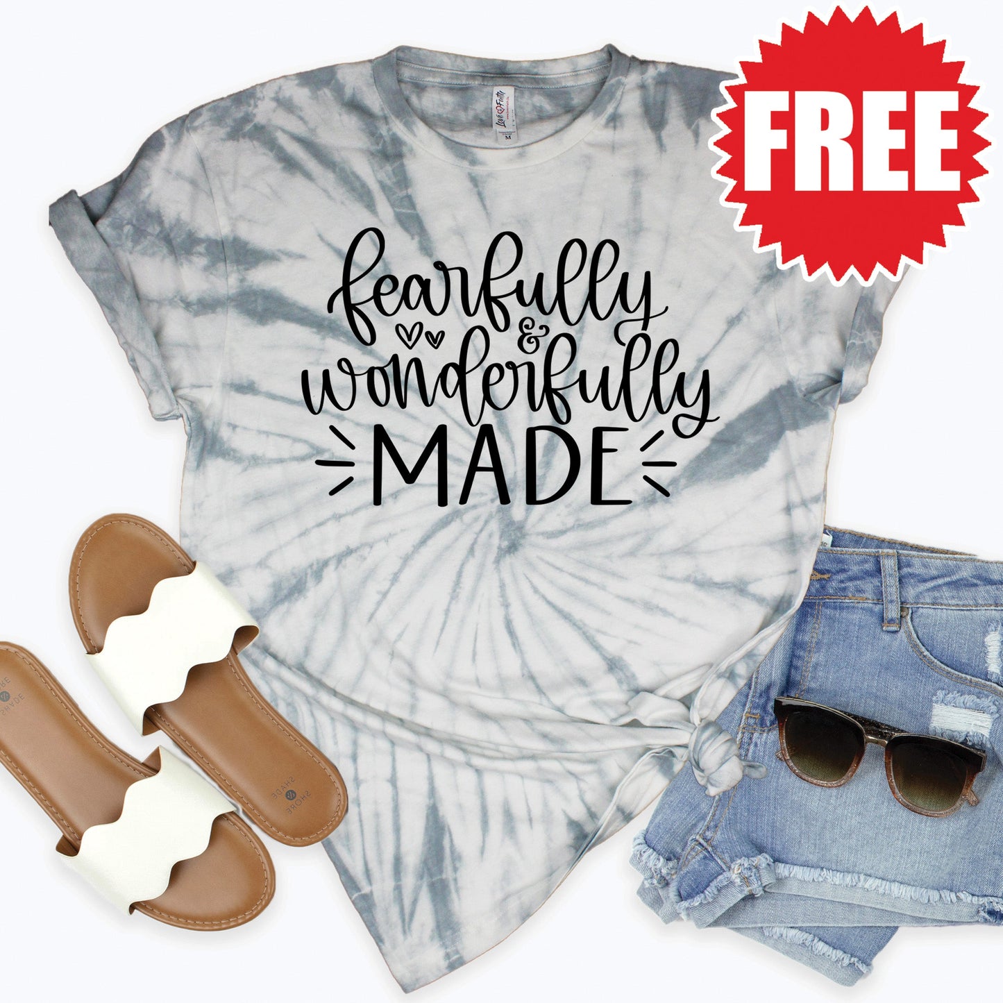 Fearfully And Wonderfully Tee - Tie Dye Soft Grey - 0