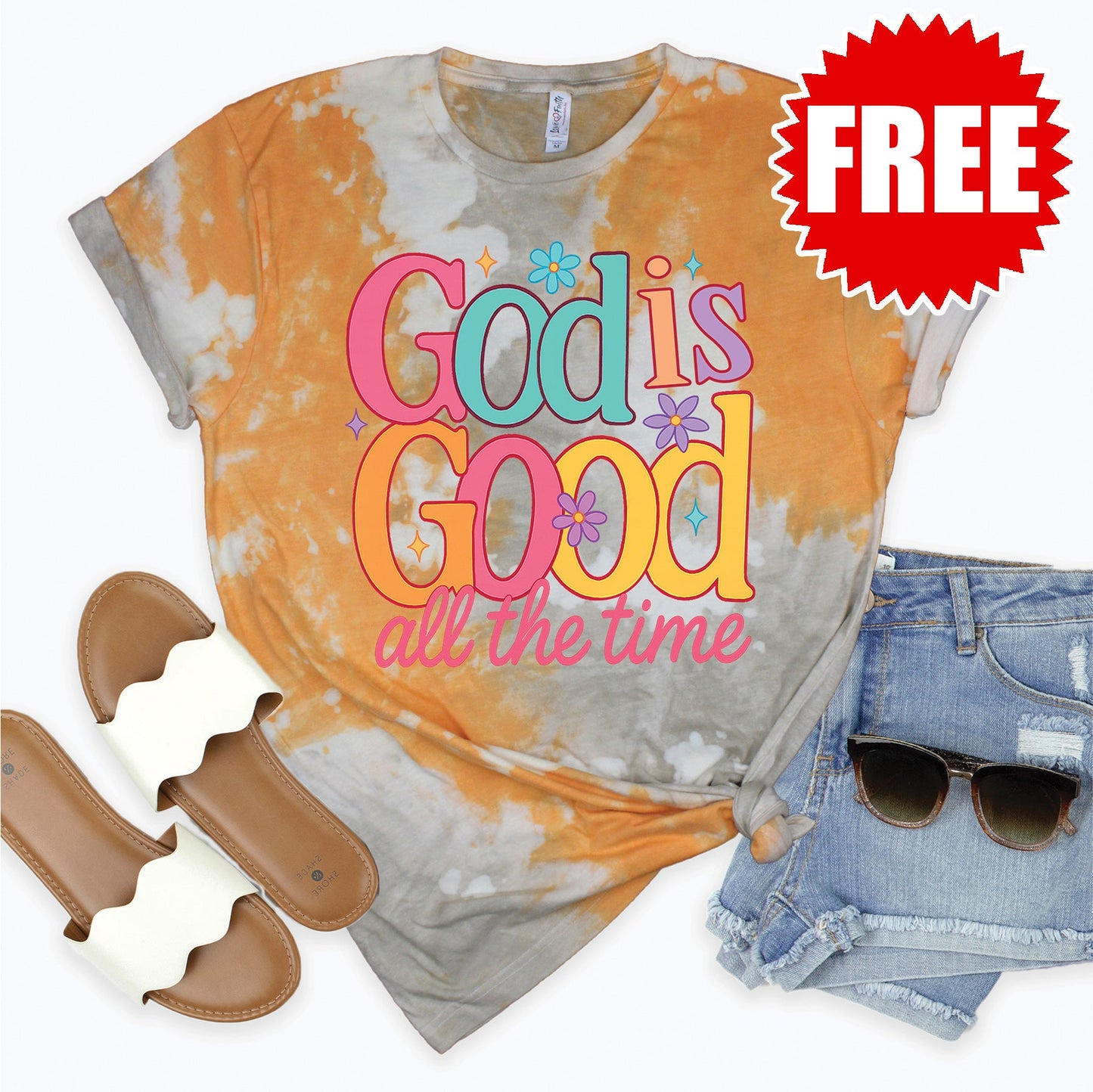 God is Good All The Time Tee - Toast Splash Tie Dye - 0