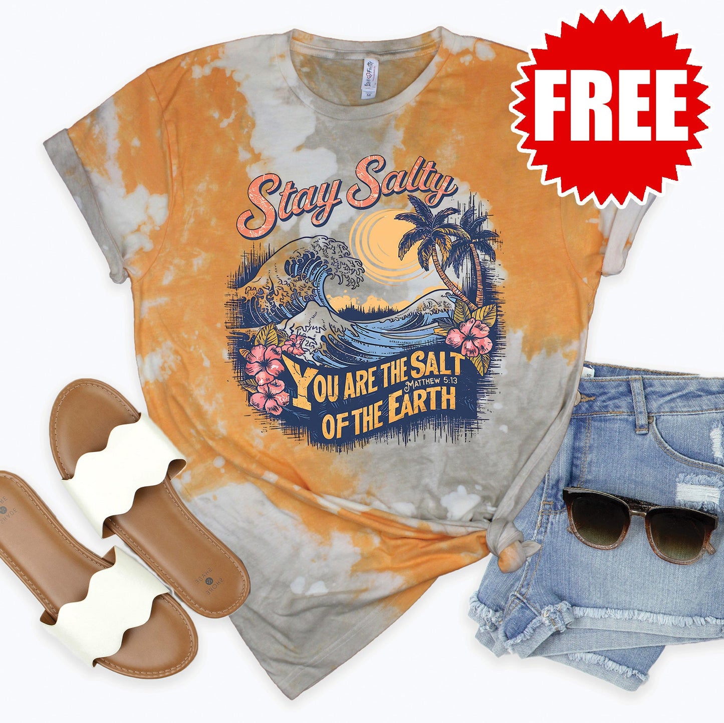 Stay Salty Tee - Toast Splash Tie Dye - 0