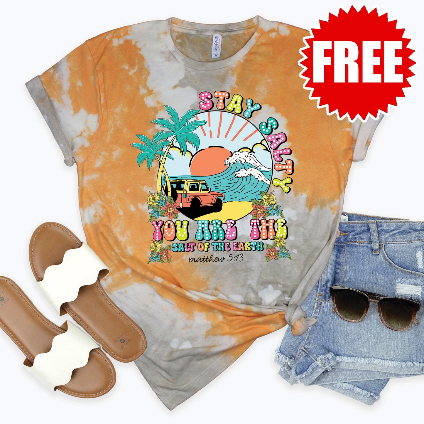 Stay Salty Tee - Toast Splash Tie Dye - 0 Style001