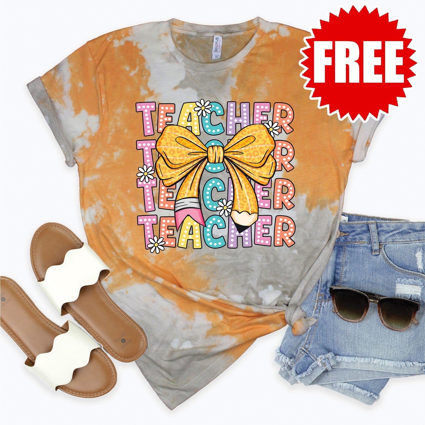 Teacher Tee - Toast Splash Tie Dye - 0