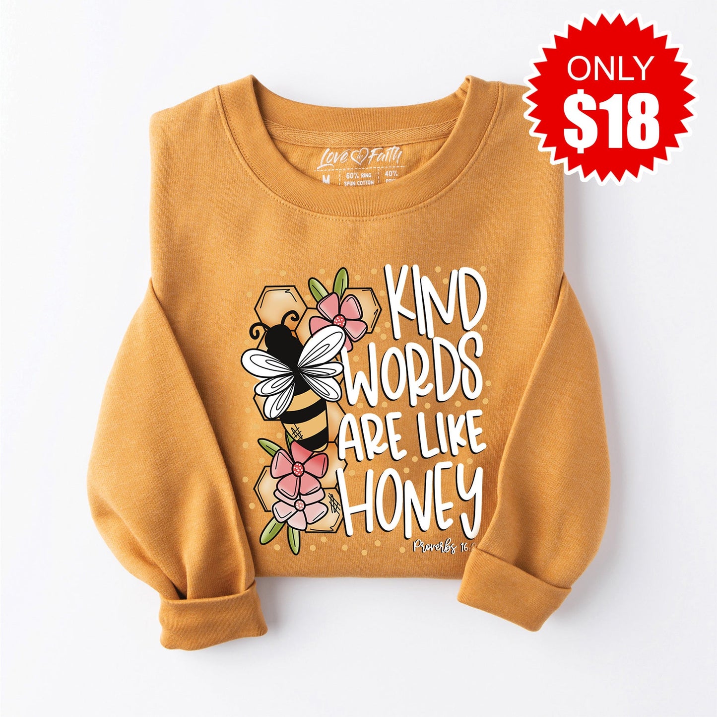 Kind Words Bee Sweatshirt - Heather Toast - 18