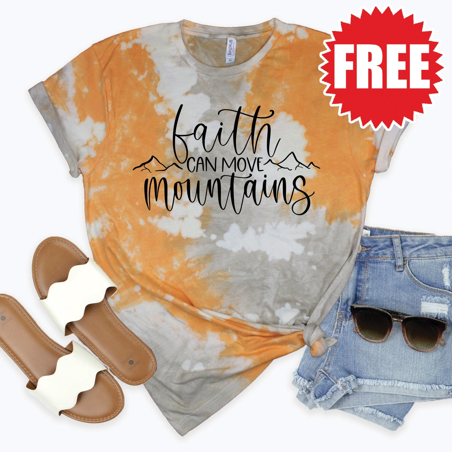 Faith Can Move Mountains Tee - Toast Splash Tie Dye - 0