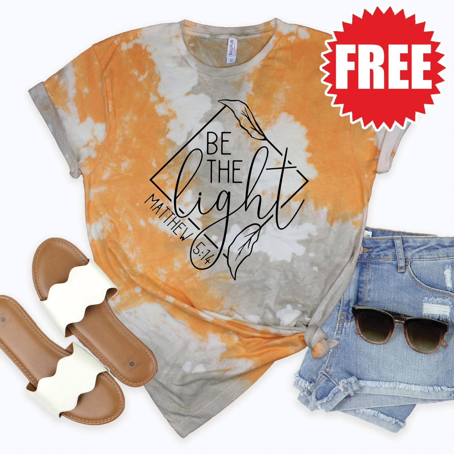 Be The Light Tee - Toast Splash Tie Dye - 0