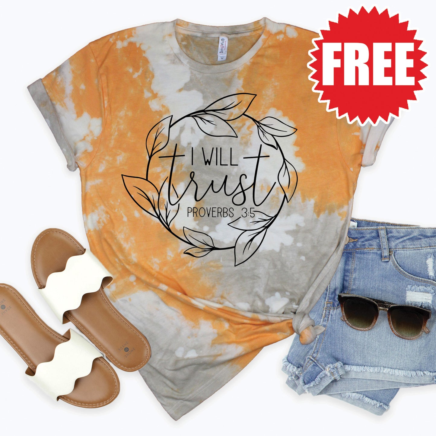 I Will Trust Tee - Toast Splash Tie Dye - 0
