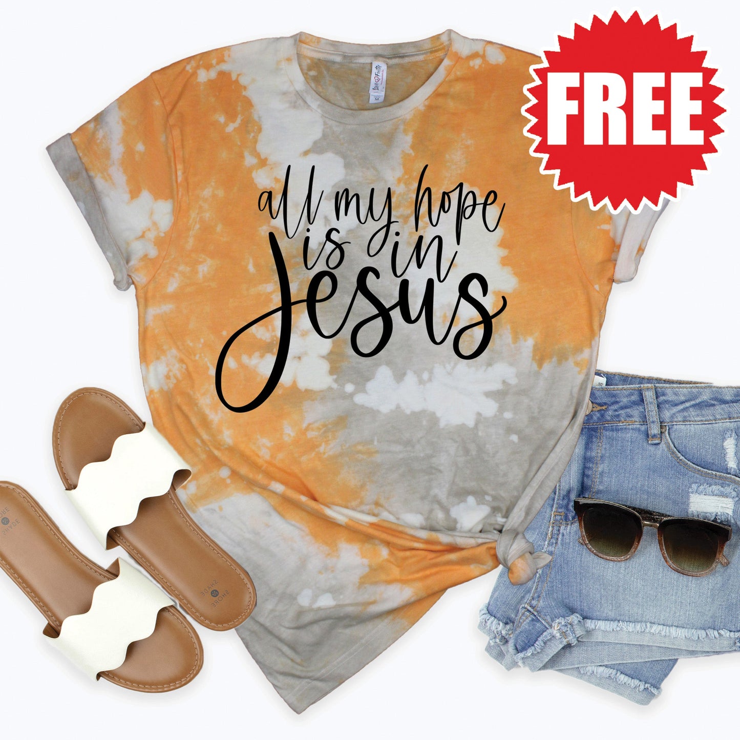 All My Hope Is In Jesus Tee - Toast Splash Tie Dye - 0