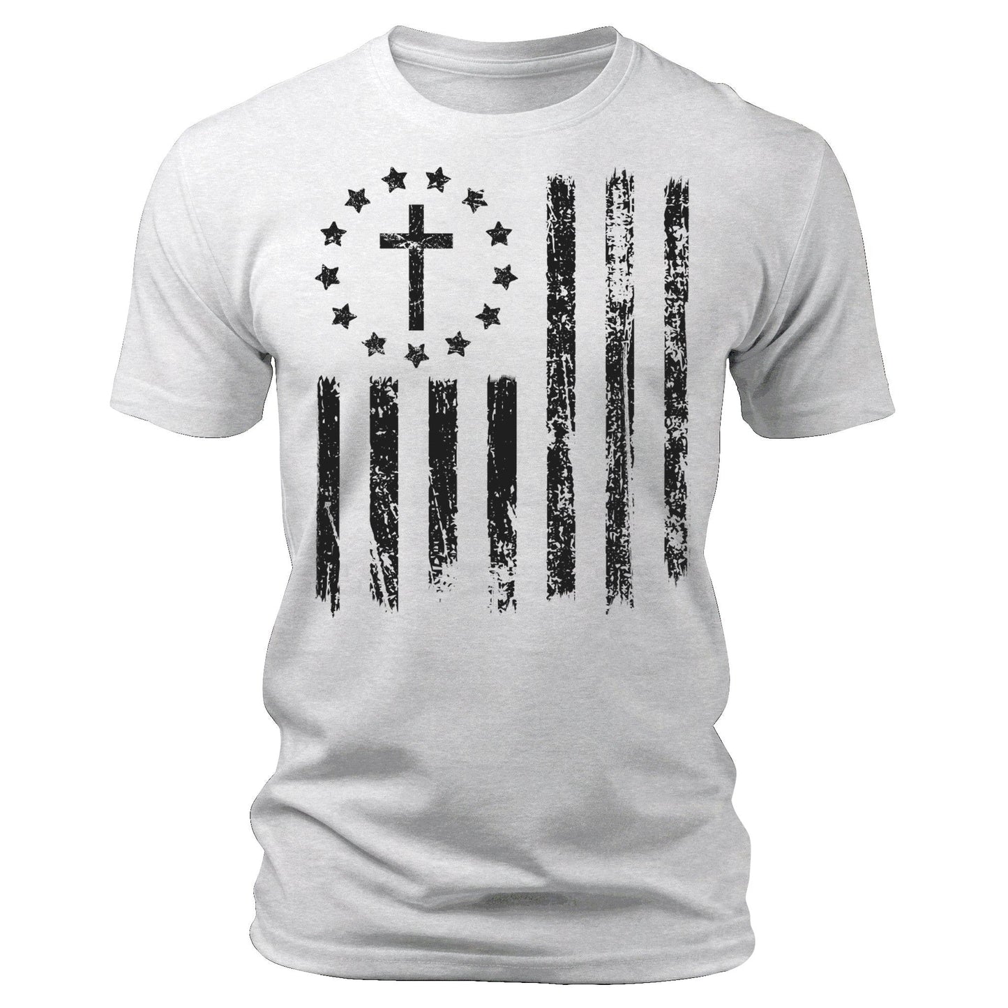 Men's Cross Flag T-Shirts Patriotic Short Sleeve Crewneck Graphic Tees