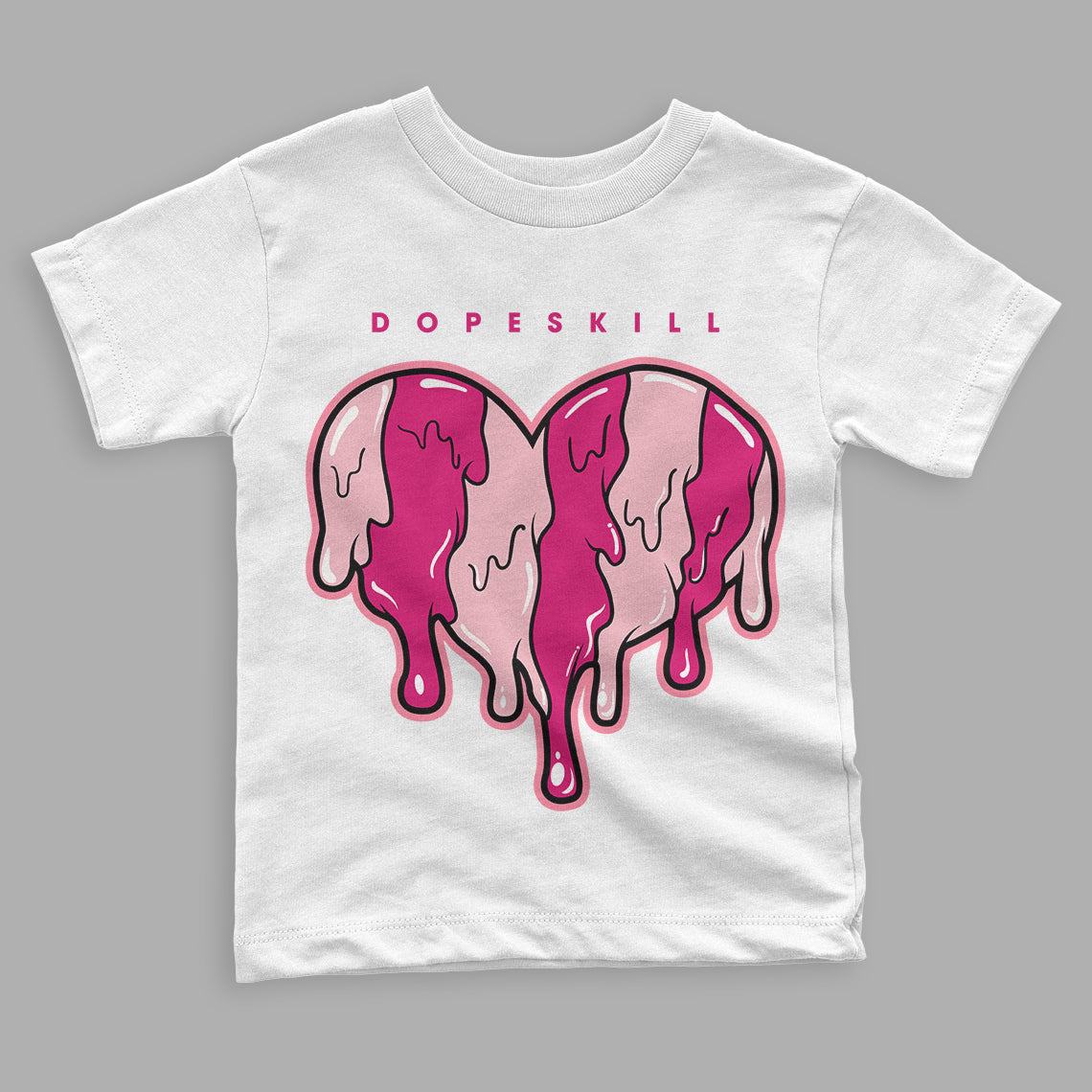 Coral Chalk 1s Mid DopeSkill Toddler Kids T-shirt Slime Drip Heart Graphic