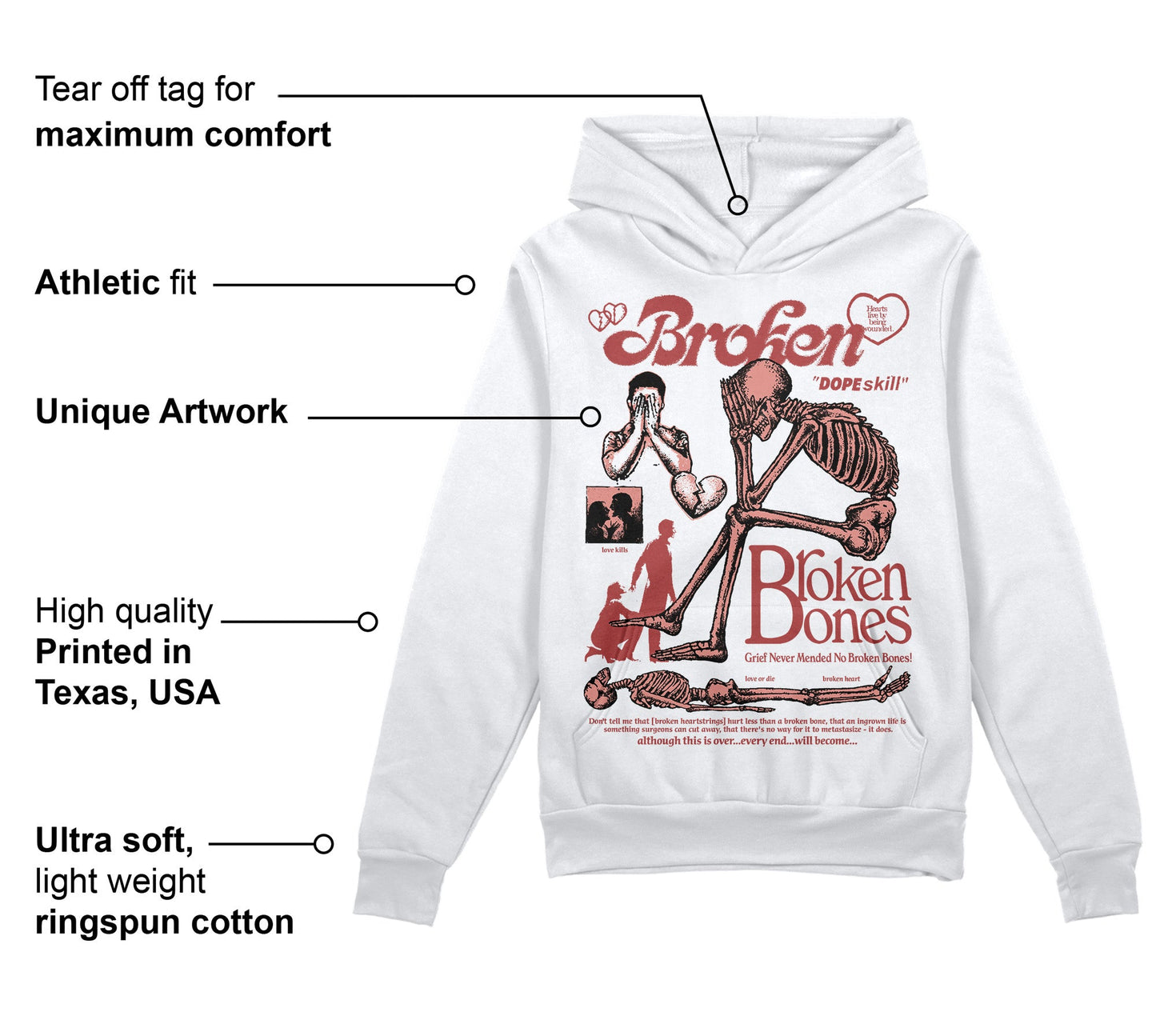 Dune Red 13s DopeSkill Hoodie Sweatshirt Broken Bones Graphic