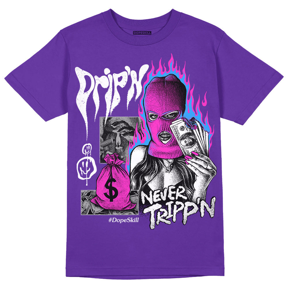 Court Purple 13s DopeSkill Purple T-shirt Drip'n Never Tripp'n Graphic