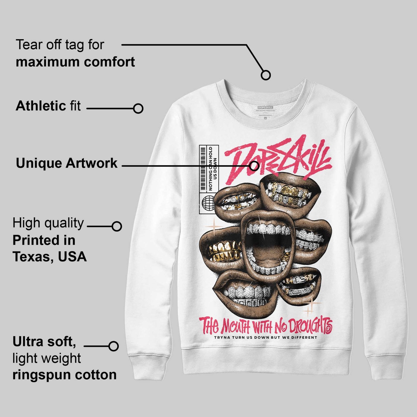 Peanut Butter Jelly 5s DopeSkill Sweatshirt The Mouth With No Droughts Graphic