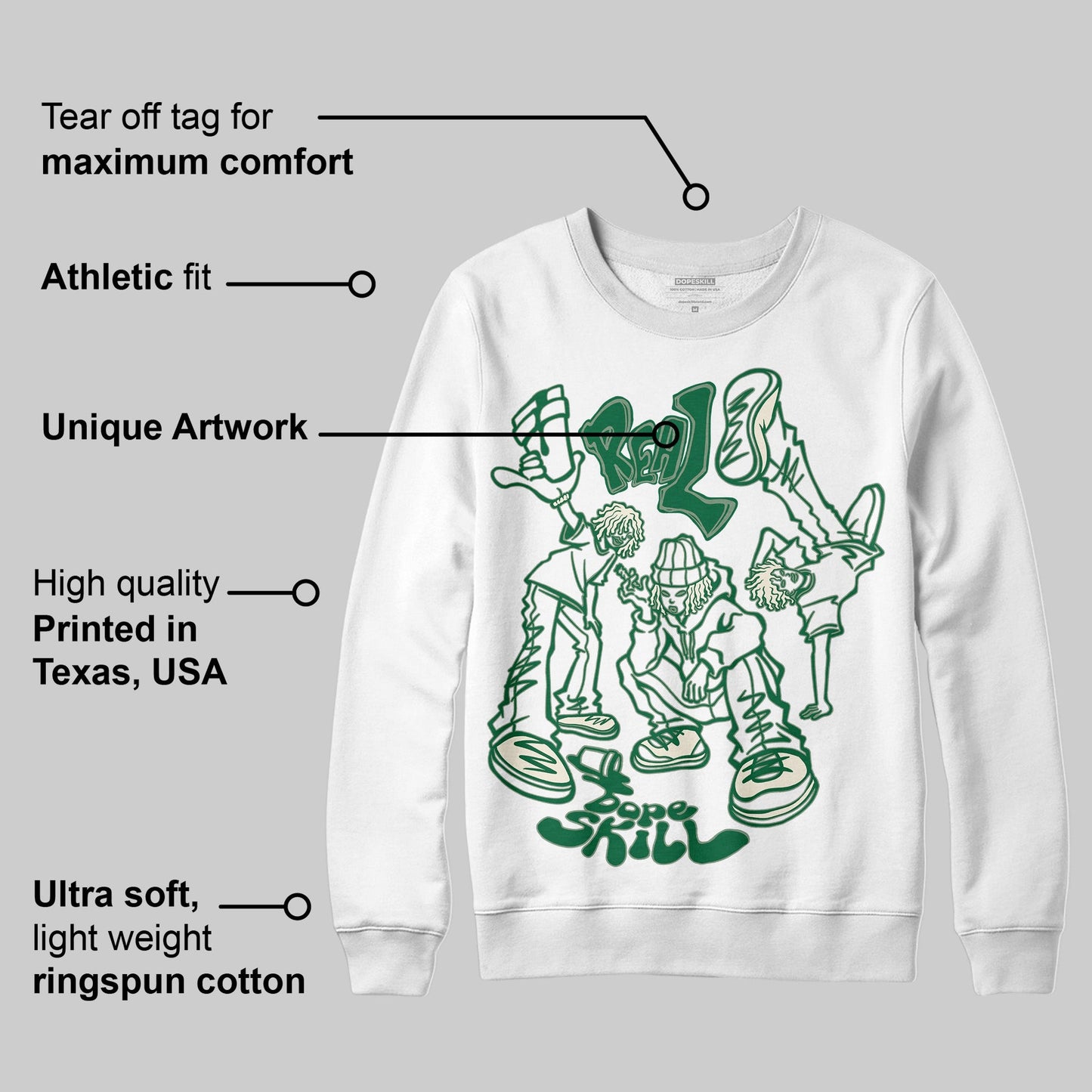 Pine Green 13s DopeSkill Sweatshirt Real Y2K Players Graphic
