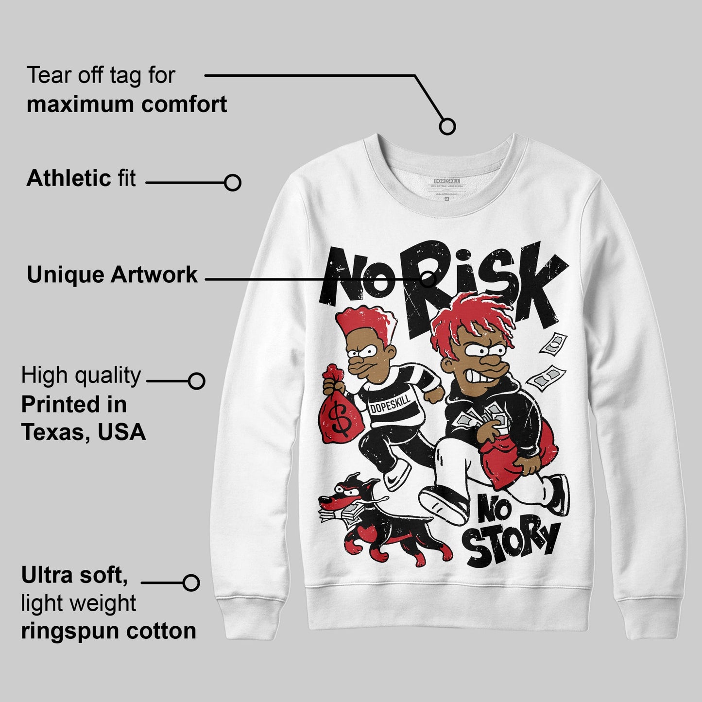 Bred 11s DopeSkill Sweatshirt No Risk No Story Graphic