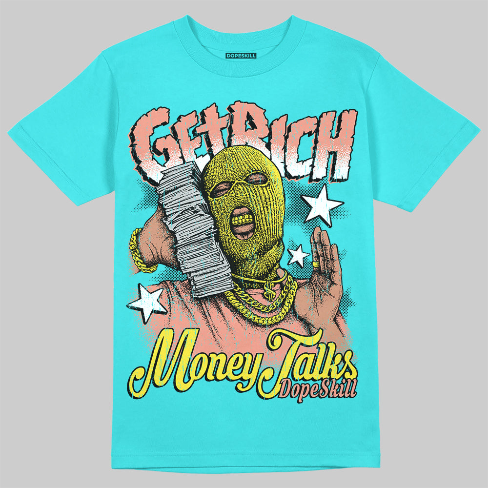 Cyan Burst 9060 DopeSkill Virtual Blue T-Shirt Get Rich Graphic