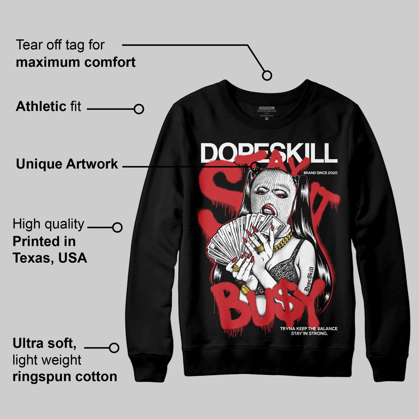 Black Cement 3s DopeSkill Sweatshirt Stay It Busy Graphic