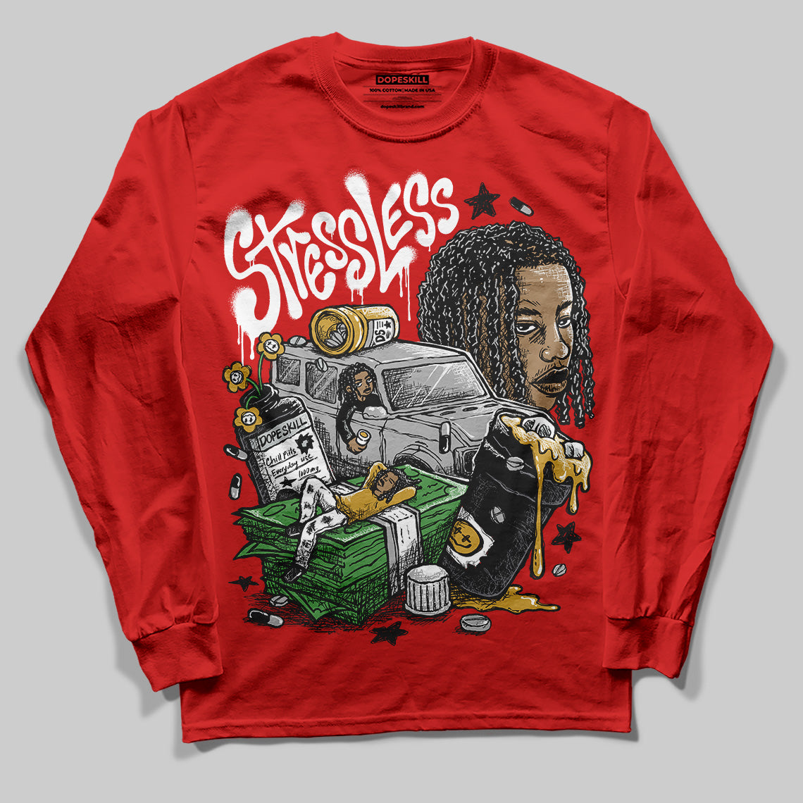 Bred Velvet 11s DopeSkill Red Long Sleeve T-Shirt Stressless Graphic