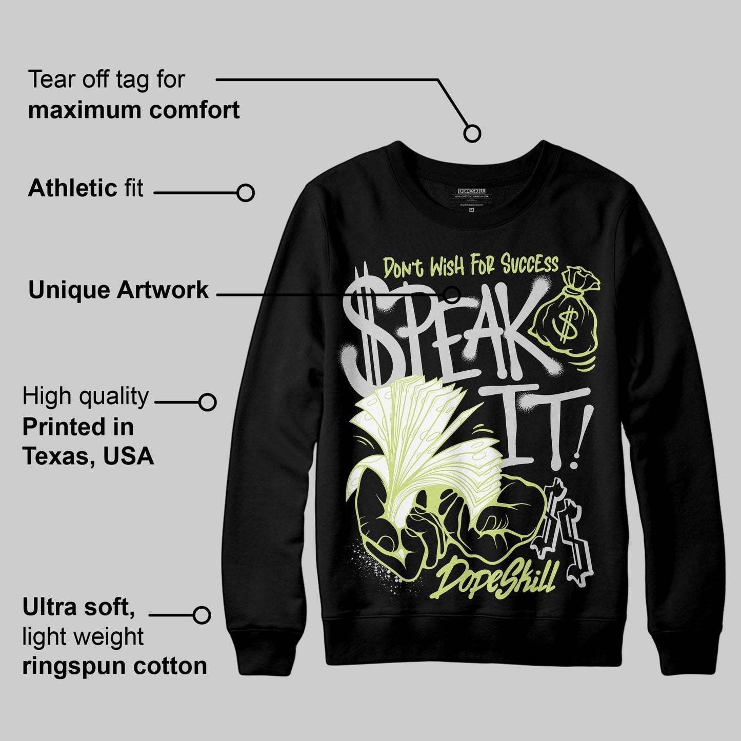 Light Lemon Twist 4s DopeSkill Sweatshirt Speak It Graphic