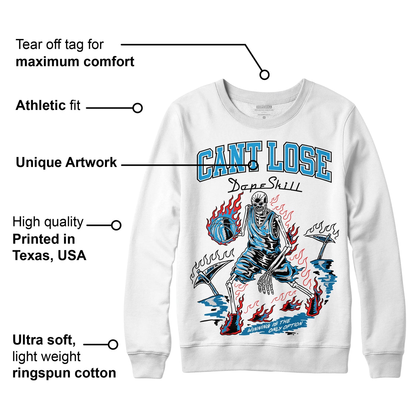 Military Blue 4s DopeSkill Sweatshirt Cant Lose Graphic