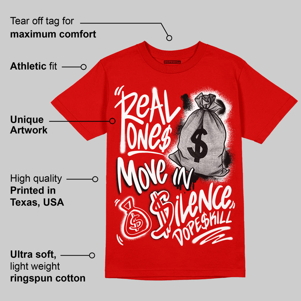 Bred Velvet 11s DopeSkill Red T-shirt Real Ones Move In Silence Graphic