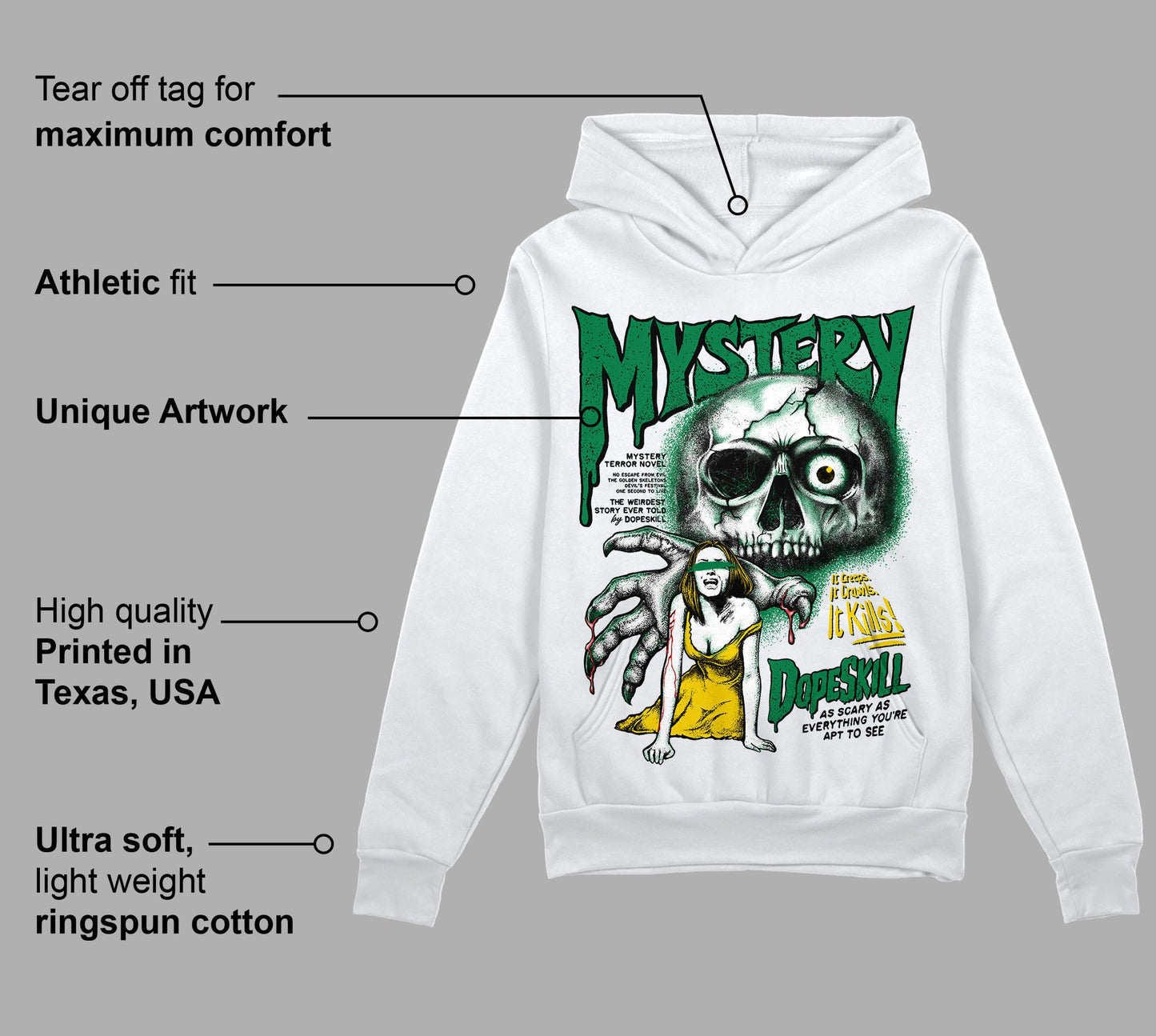 Lucky Green 5s DopeSkill Hoodie Sweatshirt Mystery Ghostly Grasp Graphic