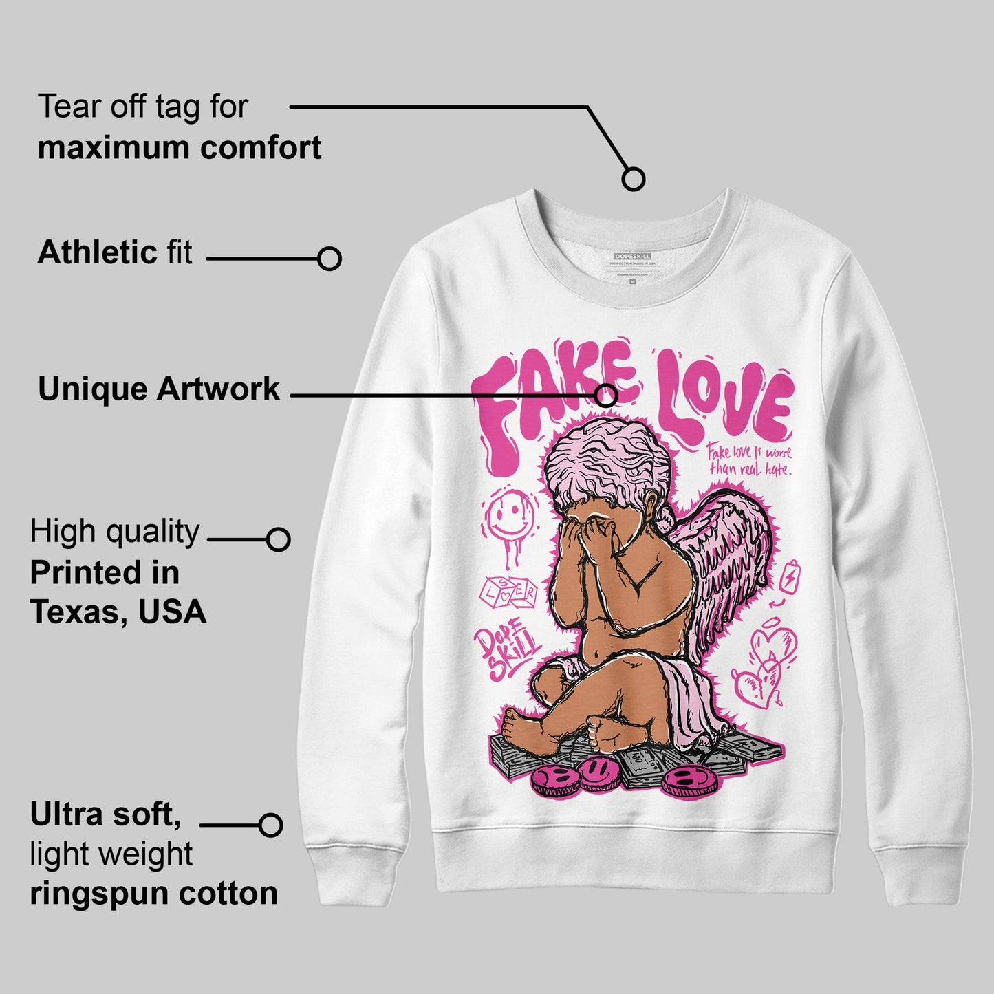 Triple Pink Dunk DopeSkill Sweatshirt False Love Graphic