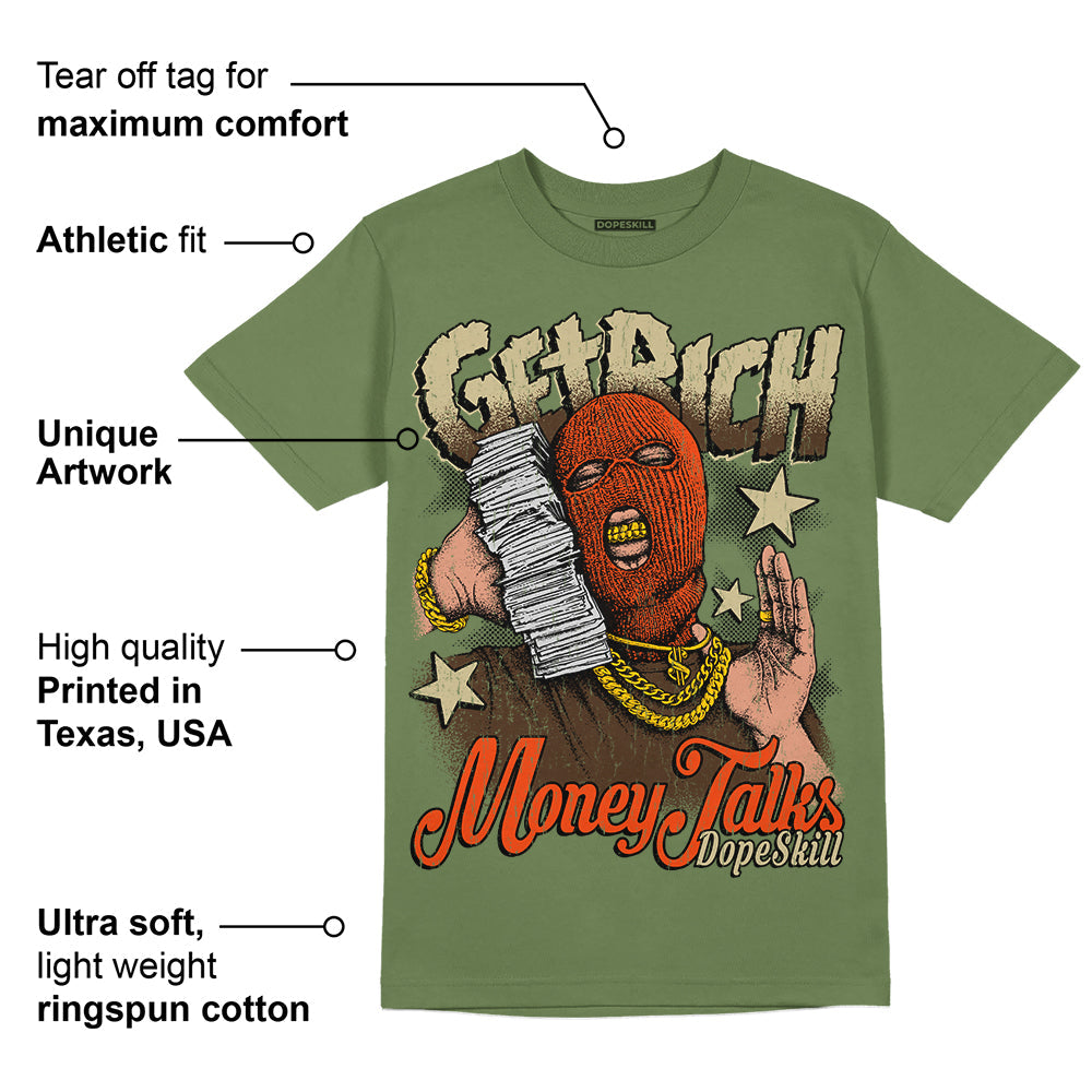 Olive Collection DopeSkill Olive T-shirt Get Rich Graphic