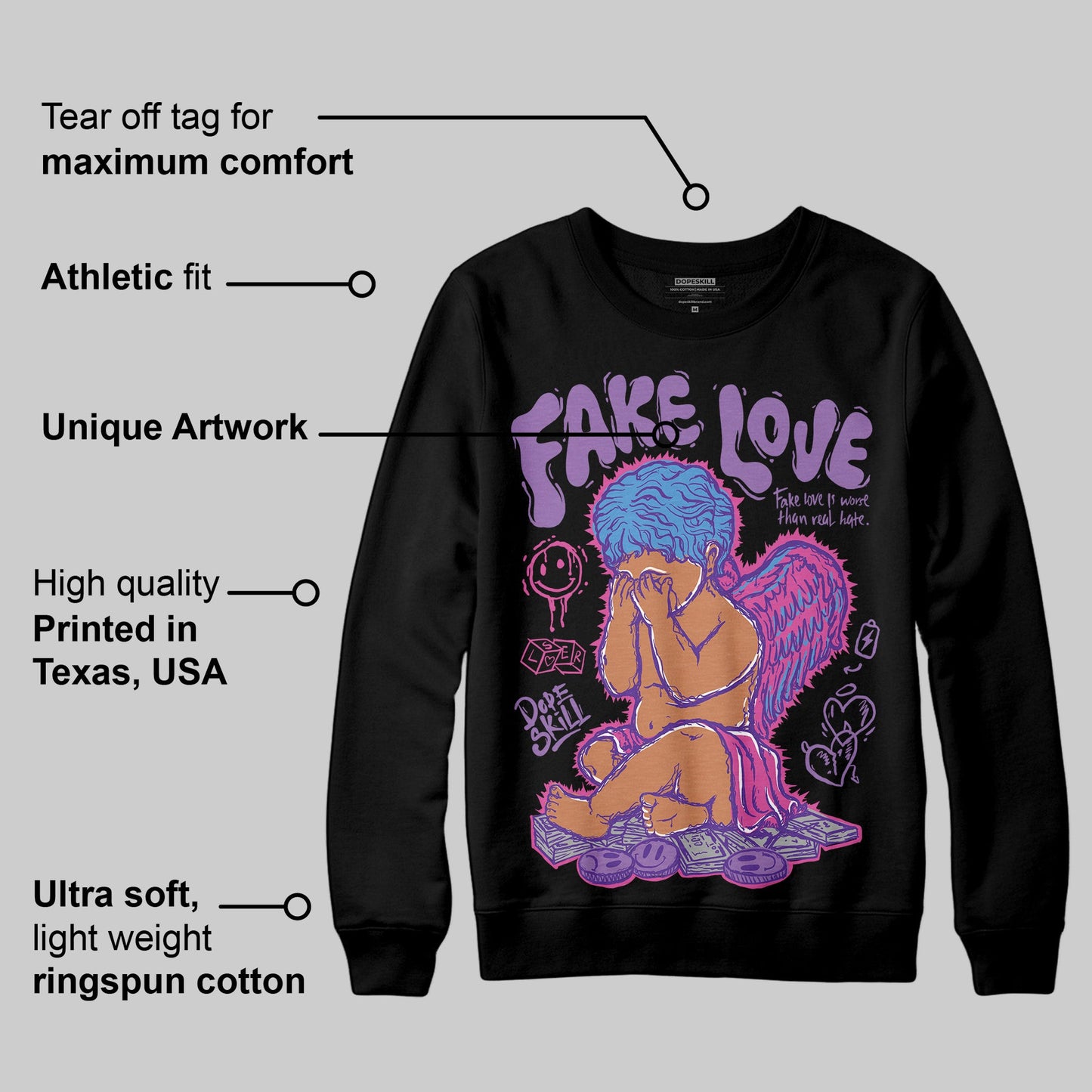 PURPLE Collection DopeSkill Sweatshirt False Love Graphic