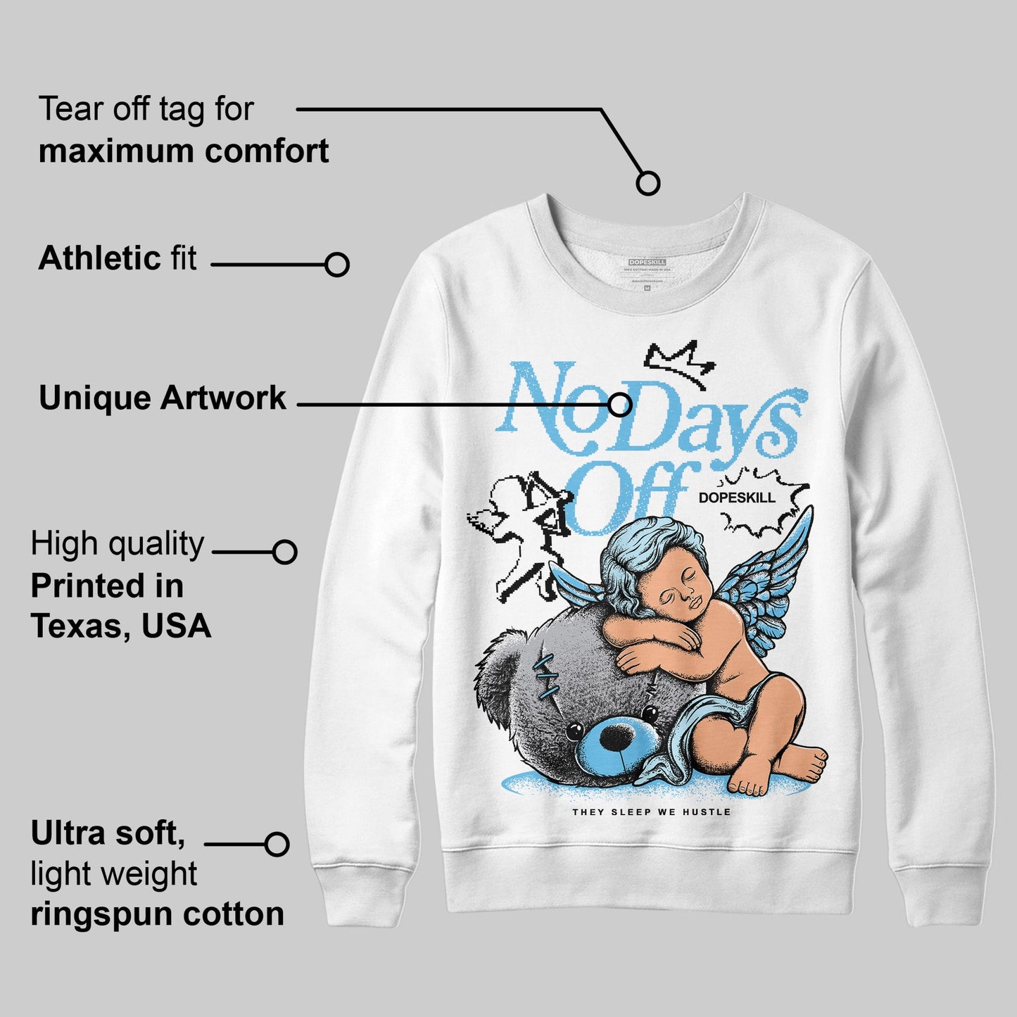 Legend Blue 11s DopeSkill Sweatshirt New No Days Off Graphic