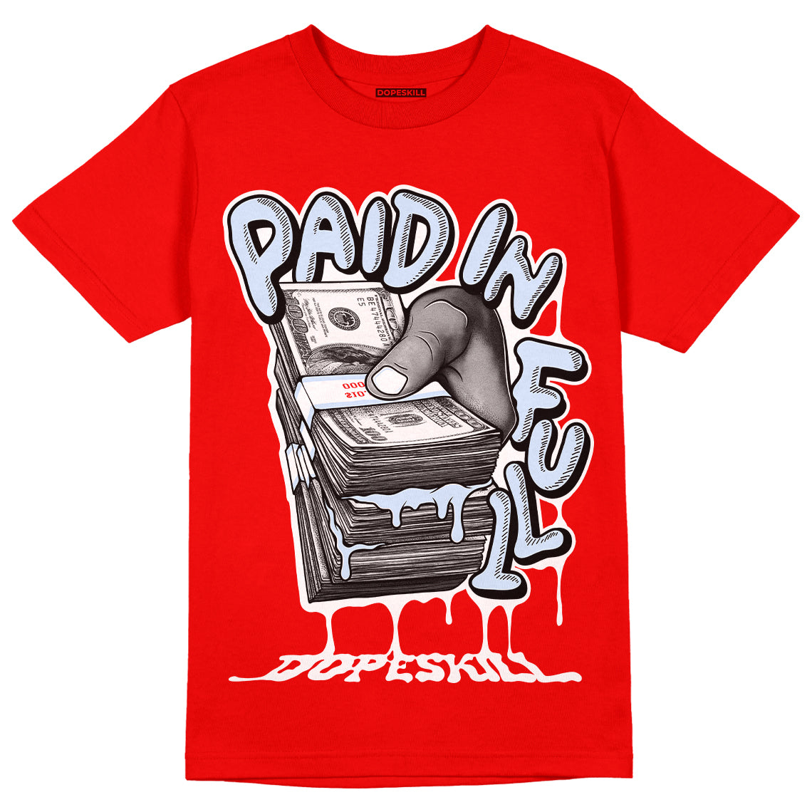 Cherry 11s DopeSkill Varsity Red T-shirt Paid In Full Graphic