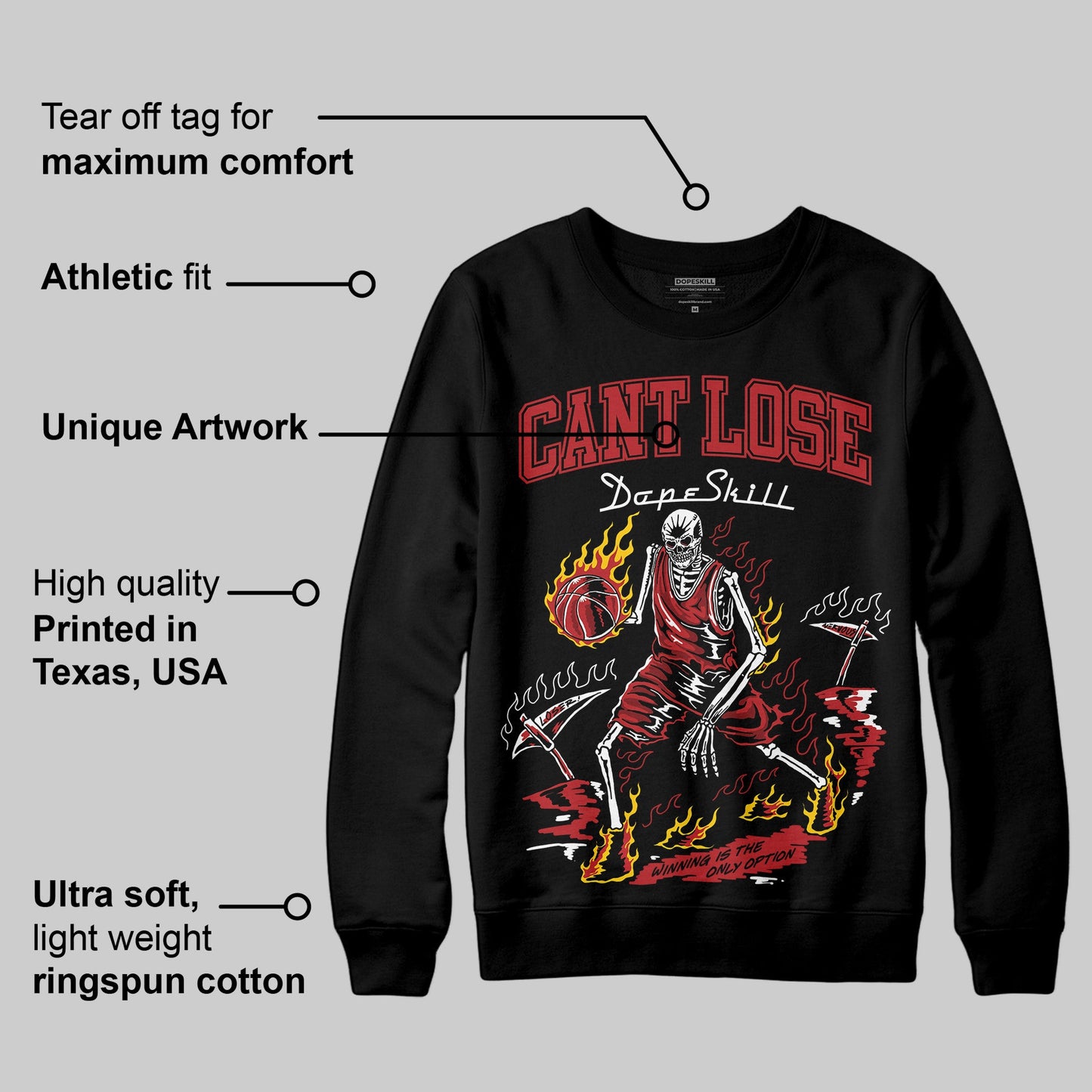 Flu Game 12s DopeSkill Sweatshirt Cant Lose Graphic