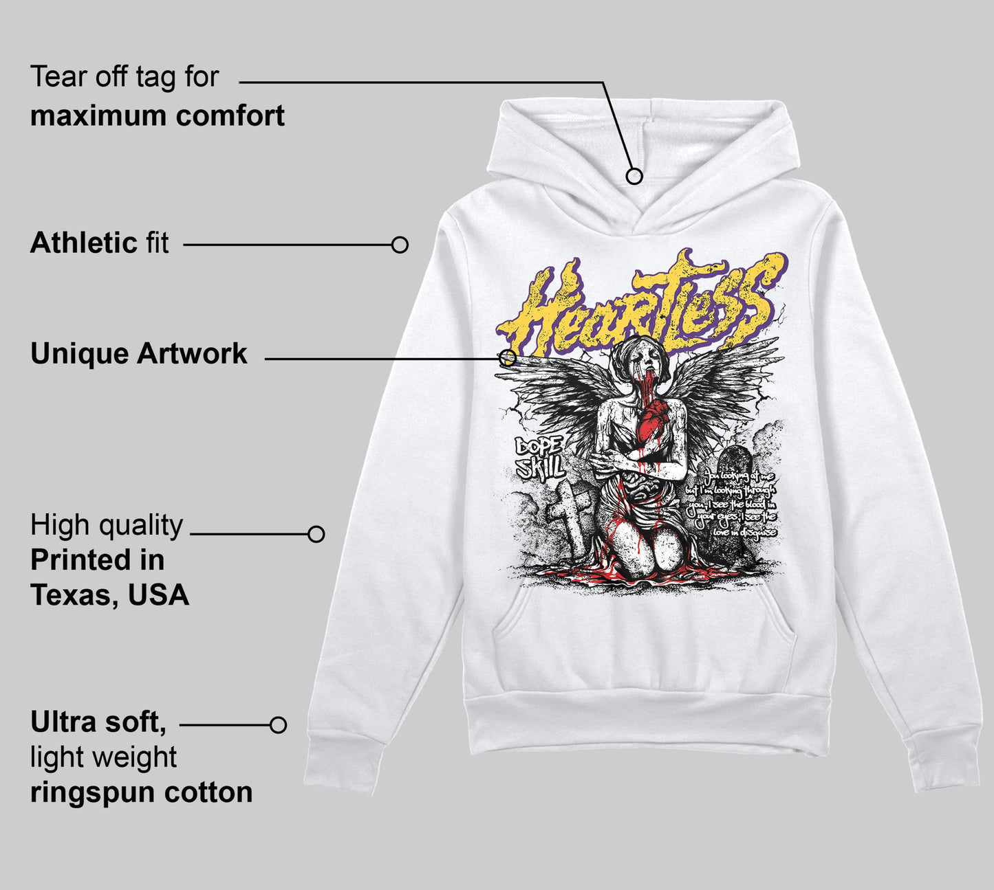 Field Purple 12s DopeSkill Hoodie Sweatshirt Heartless Graphic