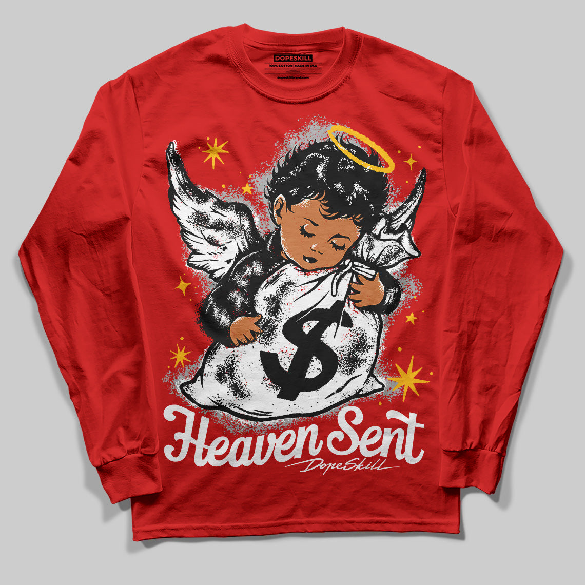 Bred Velvet 11s DopeSkill Red Long Sleeve T-Shirt Heaven Sent Graphic