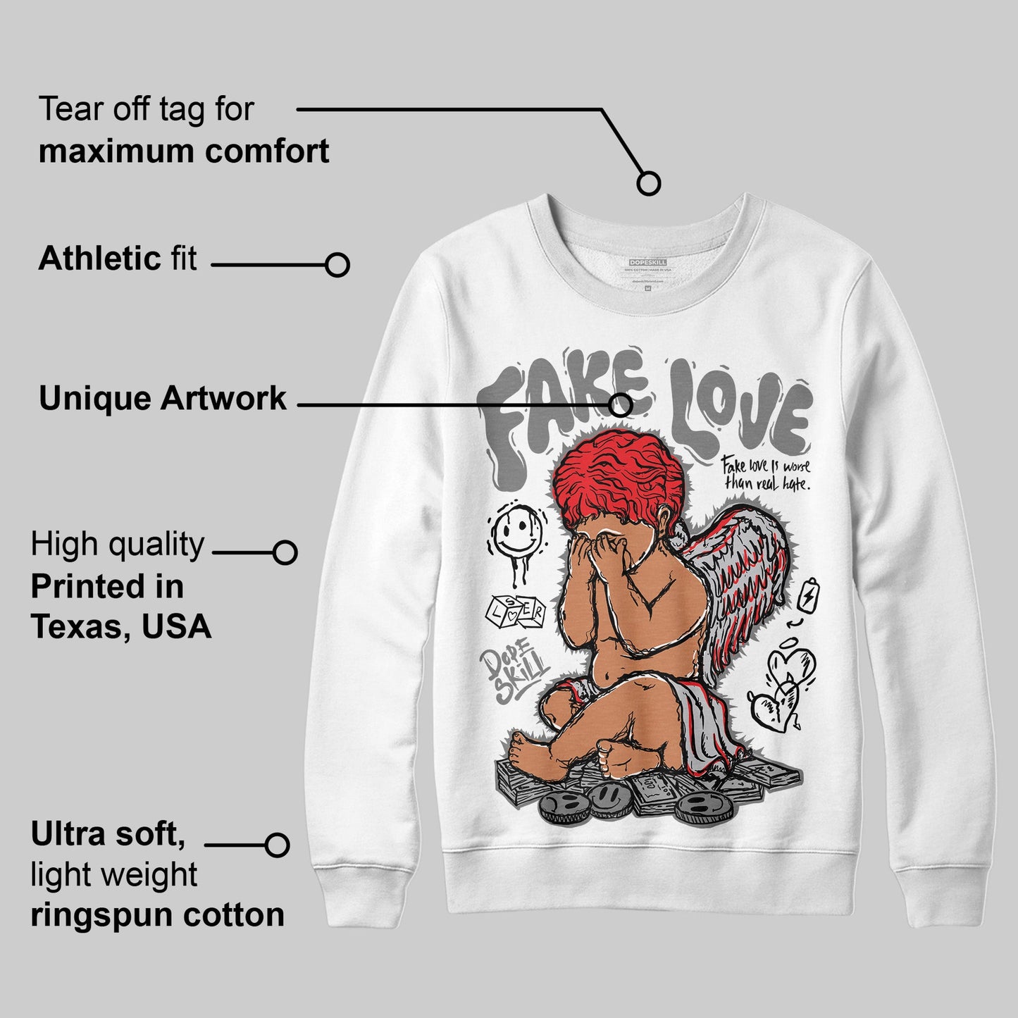 Grey Collection DopeSkill Sweatshirt False Love Graphic