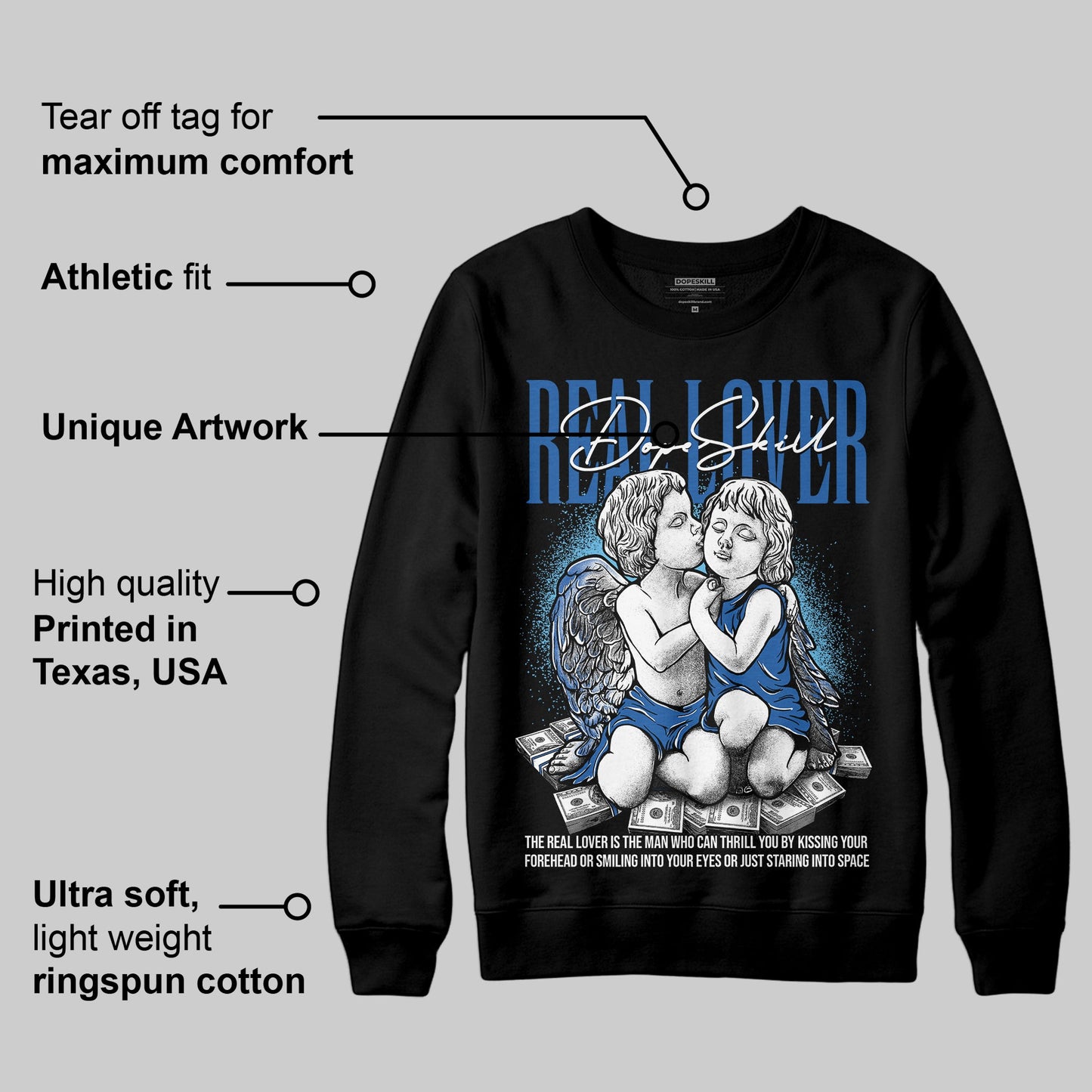 Blueberry 12s DopeSkill Sweatshirt Real Lover Graphic