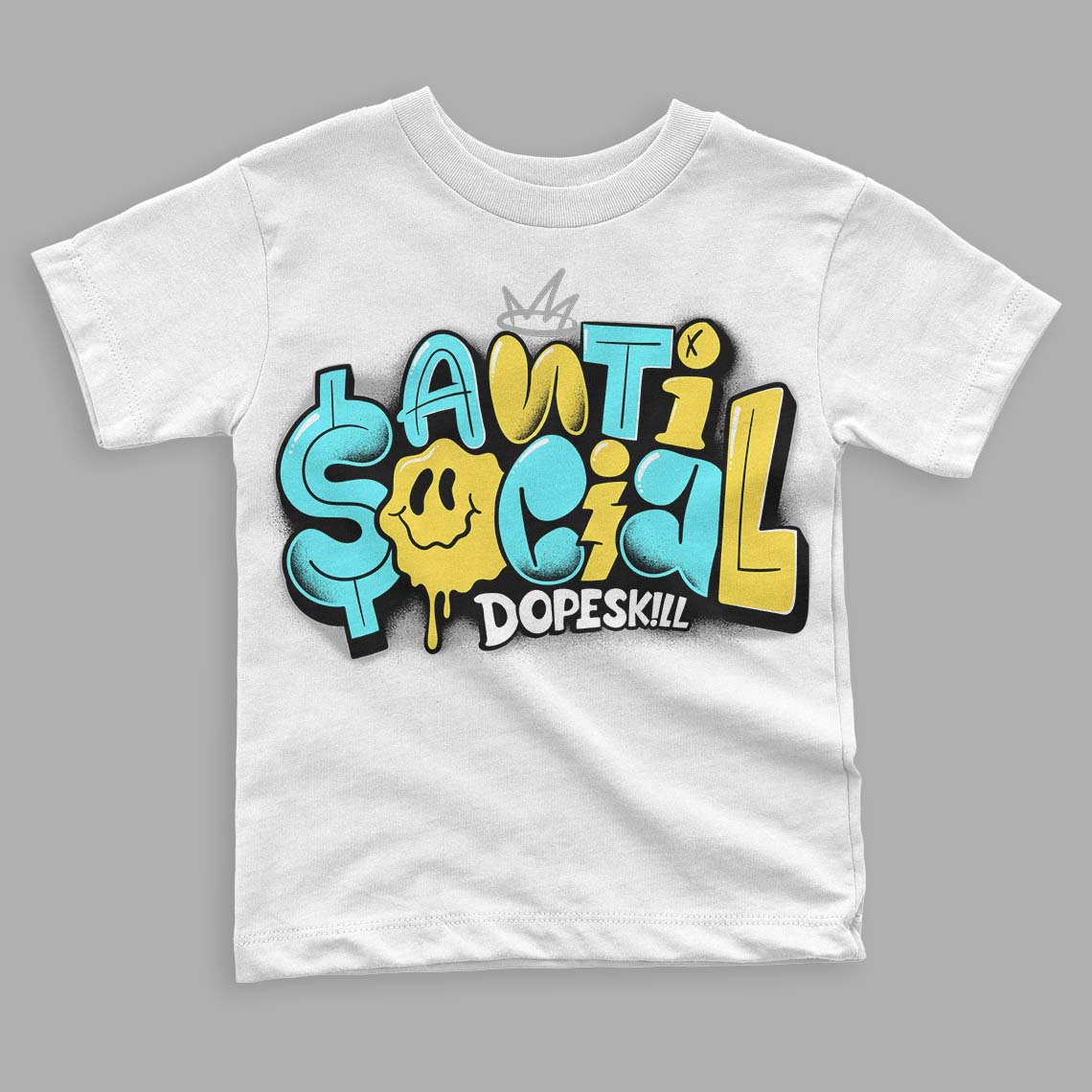 Aqua 5s DopeSkill Toddler Kids T-shirt Anti Social Graphic