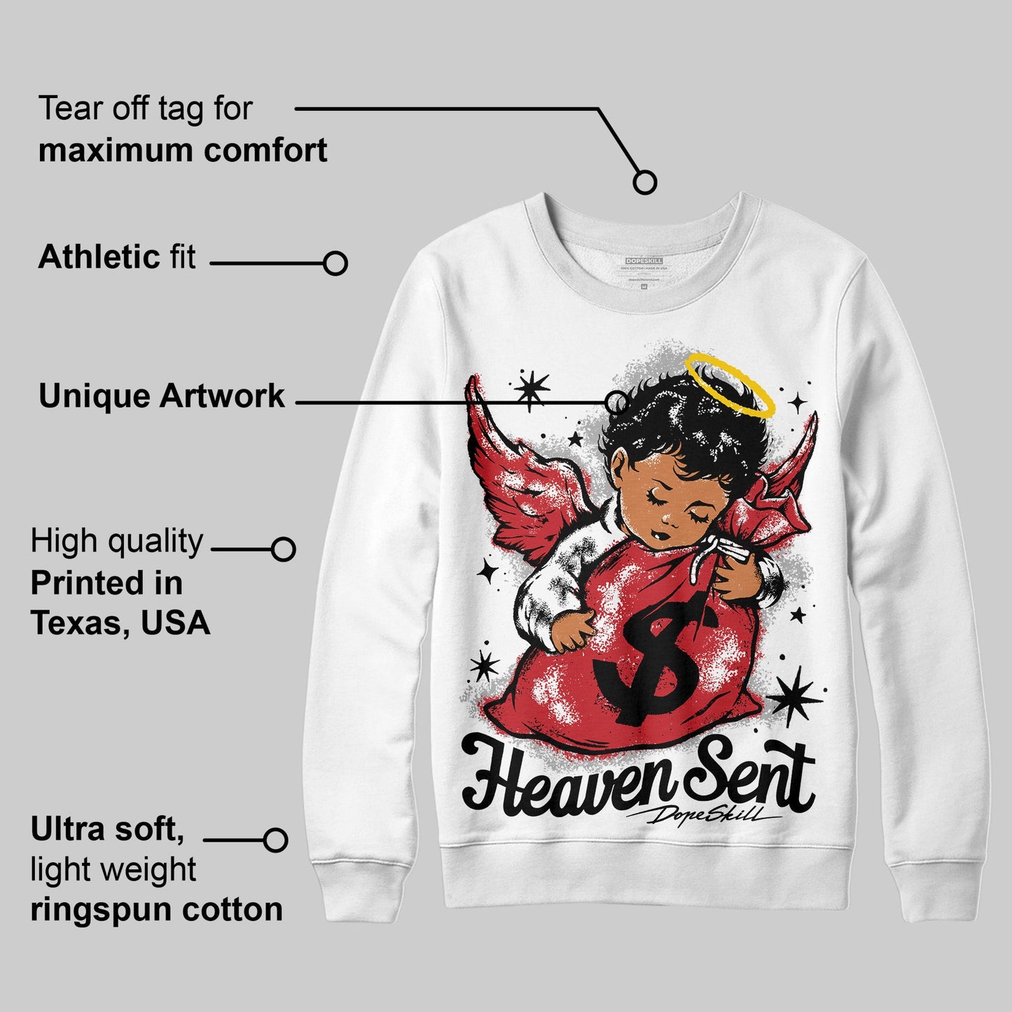 Bred 11s DopeSkill Sweatshirt Heaven Sent Graphic