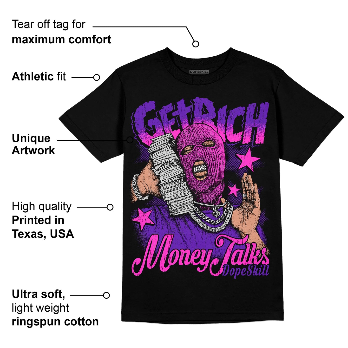 Court Purple 13s DopeSkill T-Shirt Get Rich Graphic