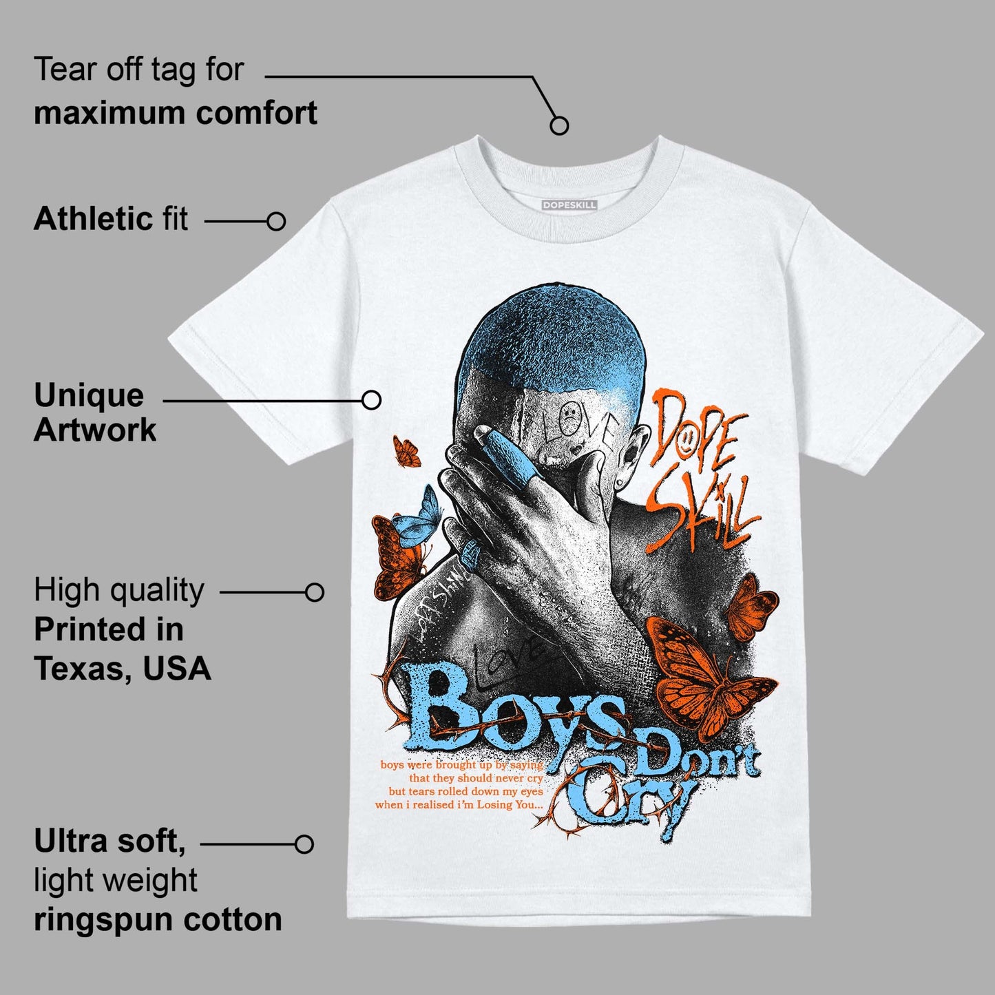 Dunk Low Futura University Blue DopeSkill T-Shirt Boys Don't Cry Graphic