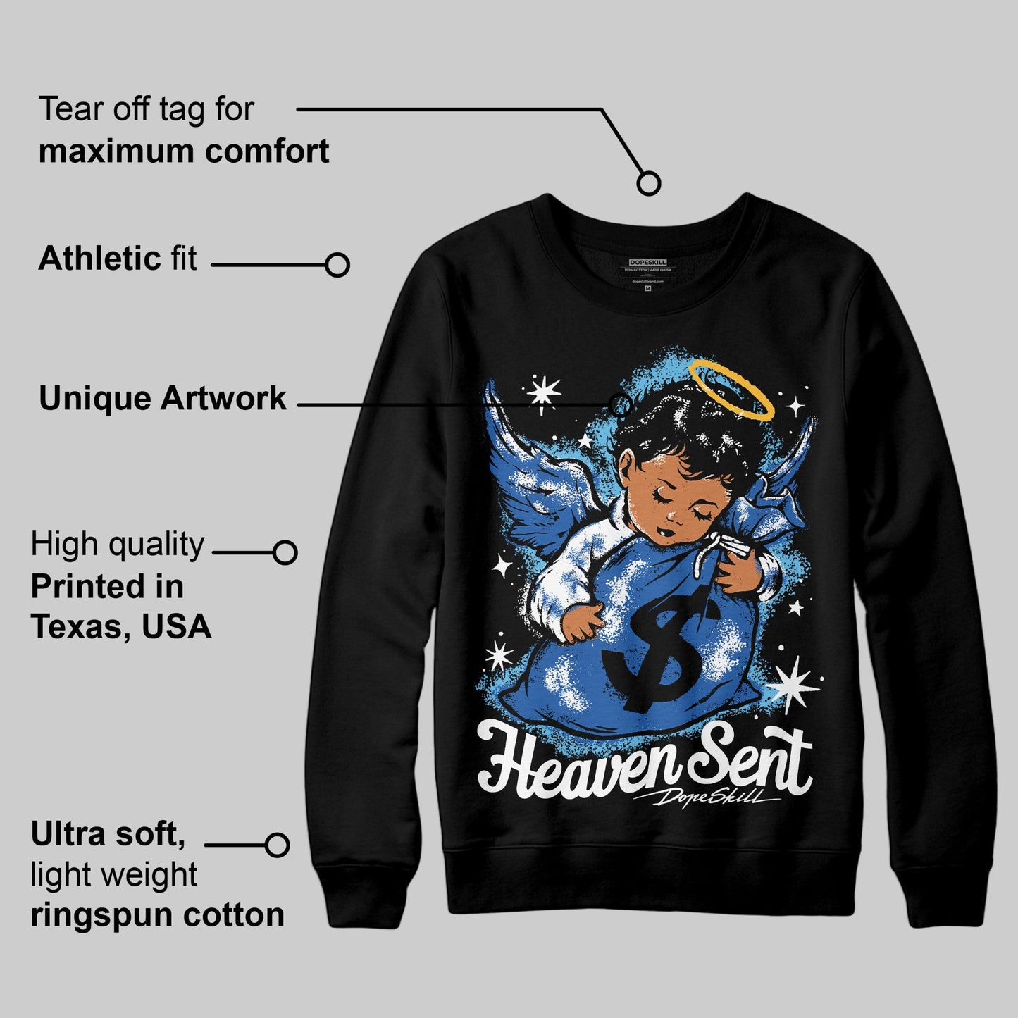 Blueberry 12s DopeSkill Sweatshirt Heaven Sent Graphic