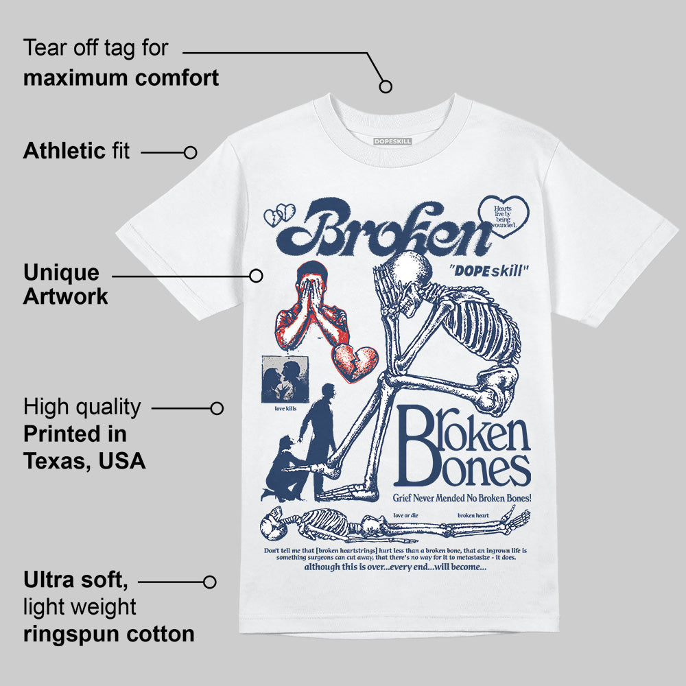 Summit White Navy 4s DopeSkill T-Shirt Broken Bones Graphic