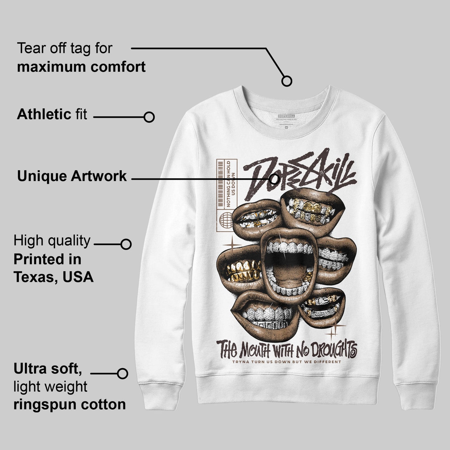 Earth 5s DopeSkill Sweatshirt The Mouth With No Droughts Graphic