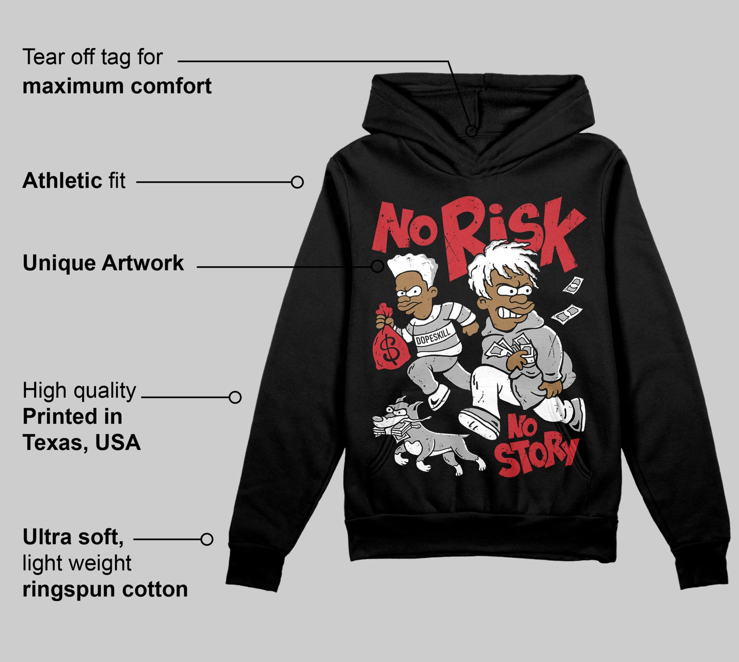 Bred Velvet 11s DopeSkill Hoodie Sweatshirt No Risk No Story Graphic