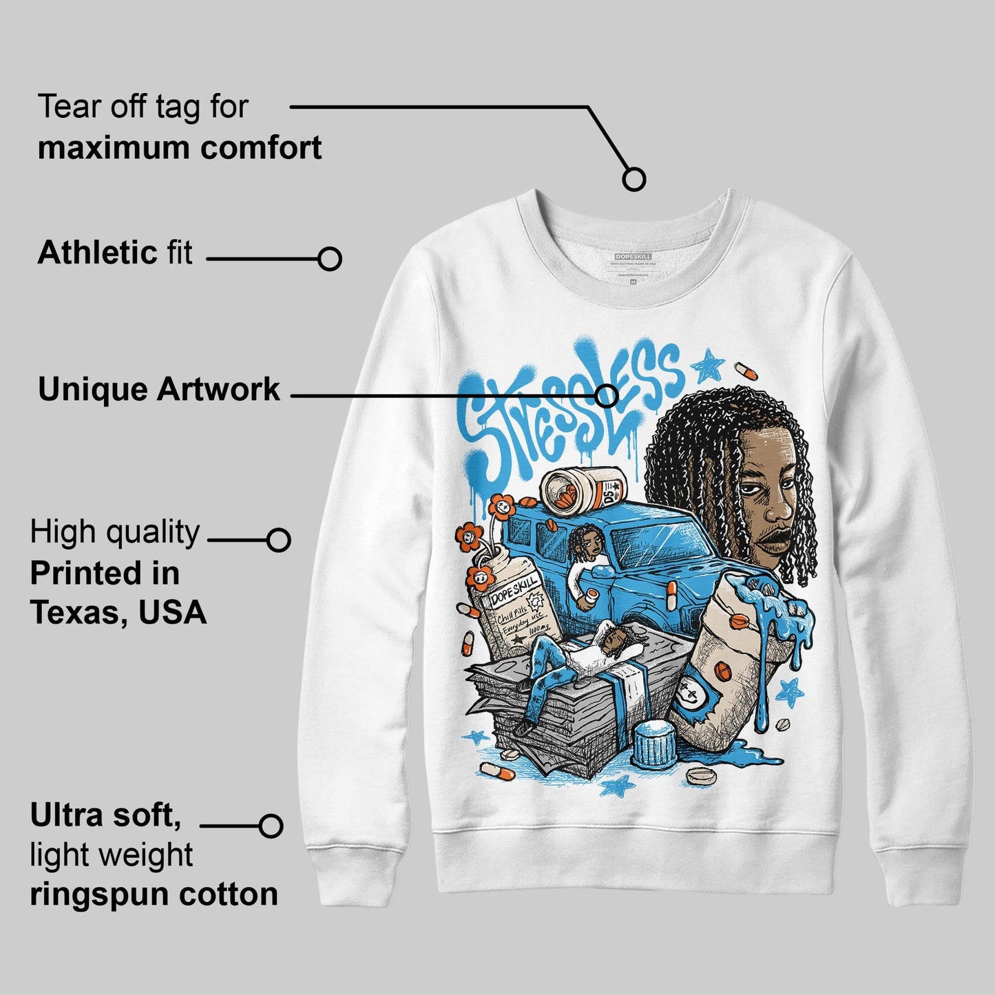 UNC Reimagined 1s DopeSkill Sweatshirt Stressless Graphic